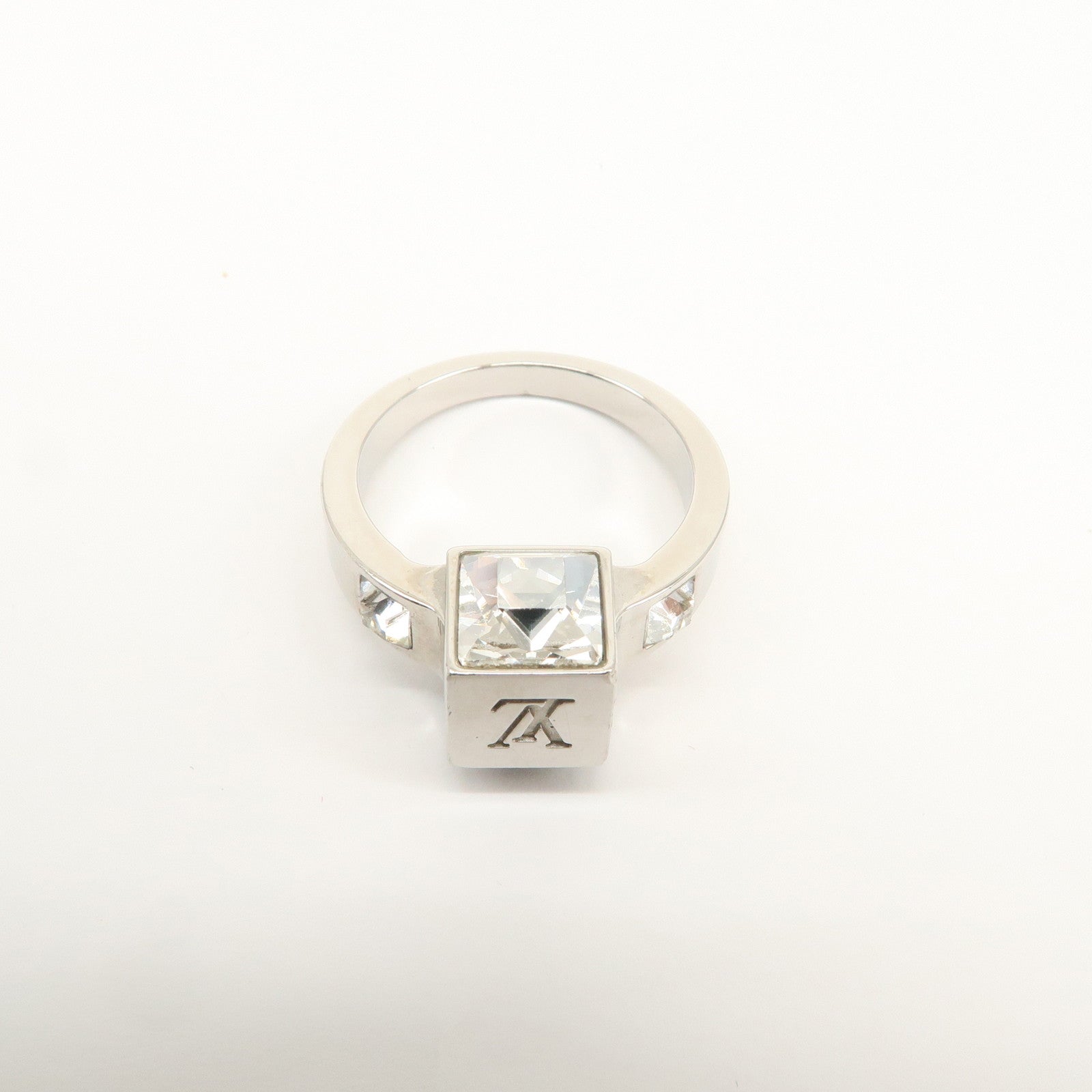 Louis Vuitton Berg Gamble Metal Rhinestone Ring Silver M66389