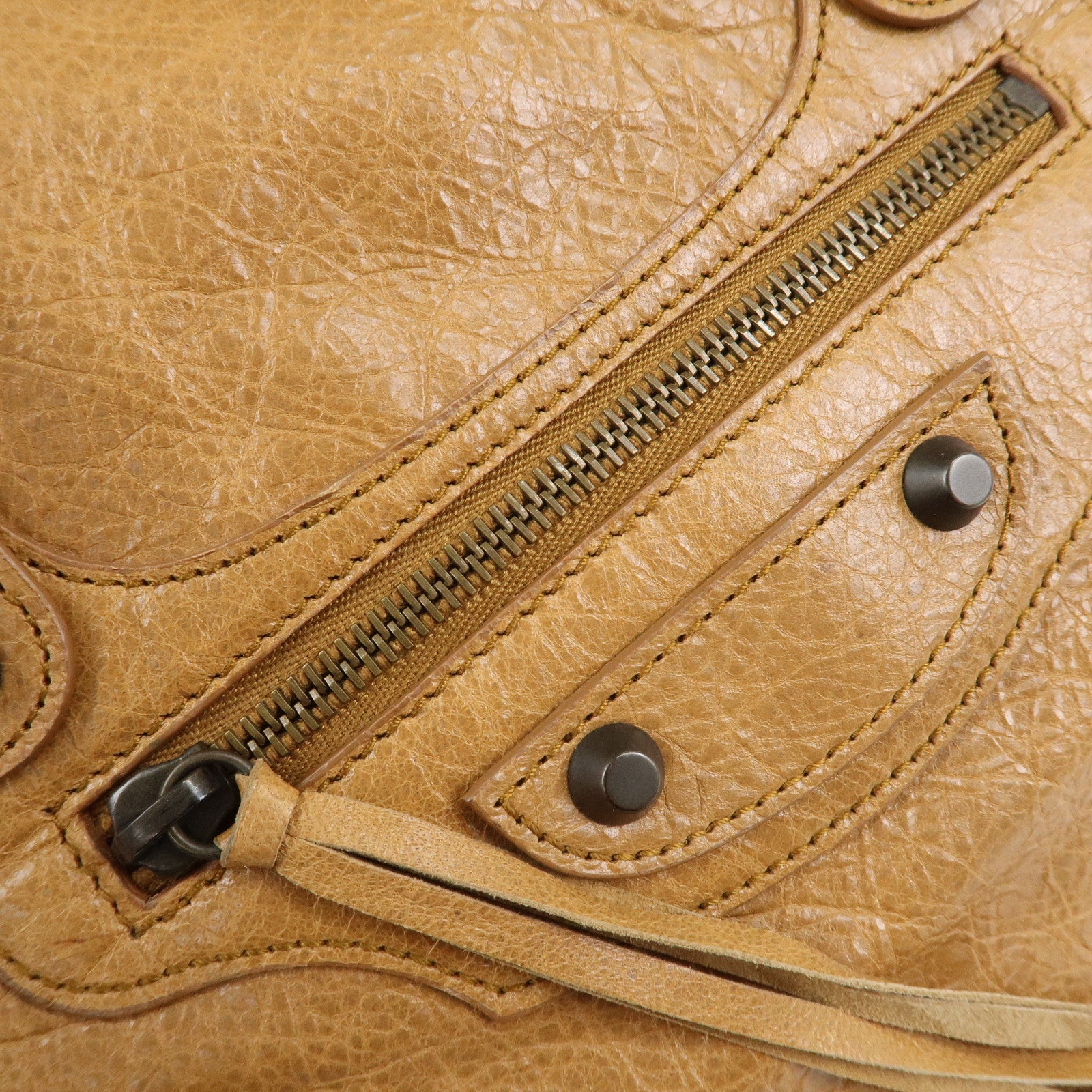 BALENCIAGA The Sunday Leather Tote Bag Hand Bag Brown 228750 Used