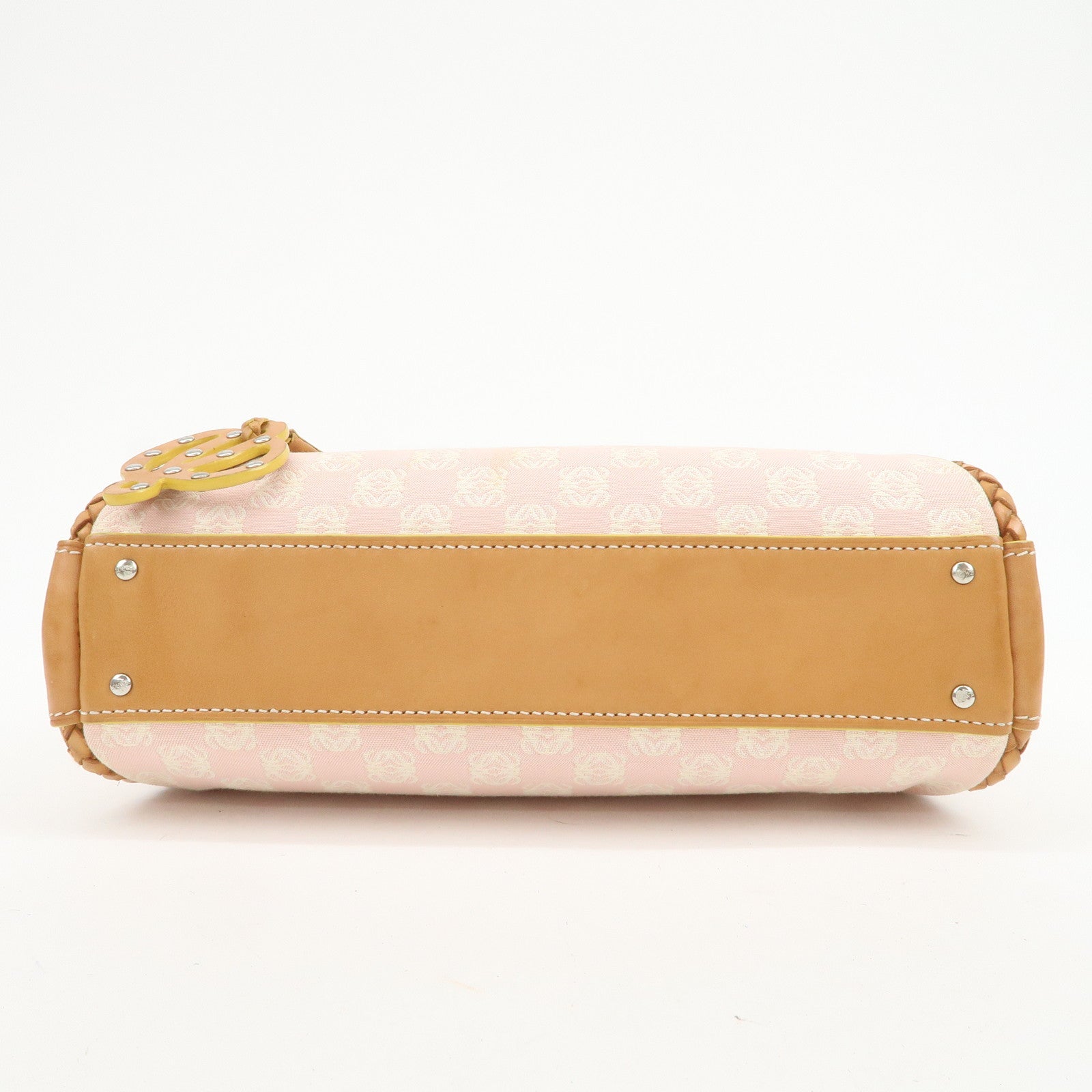 LOEWE Anagram Canvas Leather Hand Bag Boston Bag Pink Brown