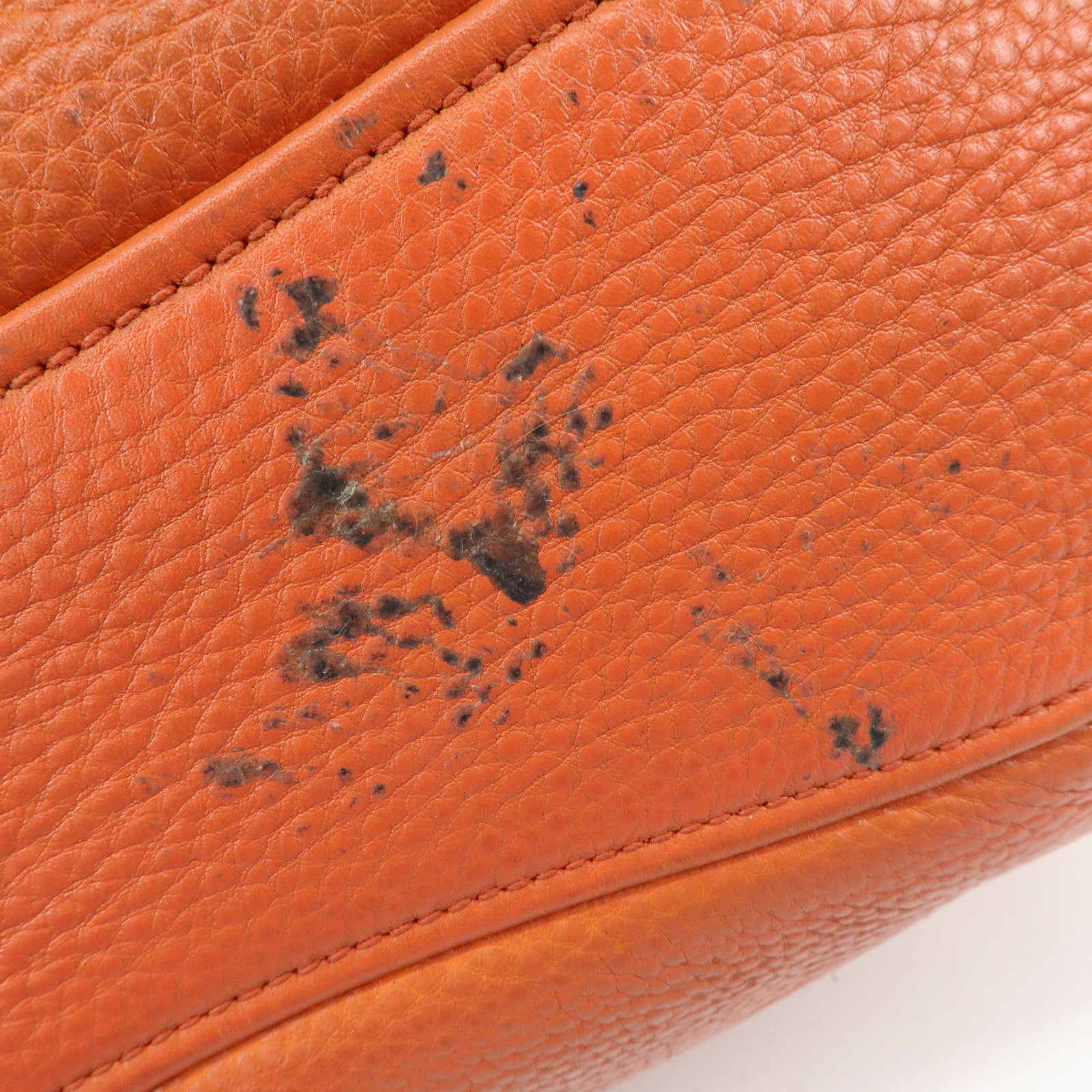 MIU MIU Logo Leather Hand Bag Tote Bag Orange