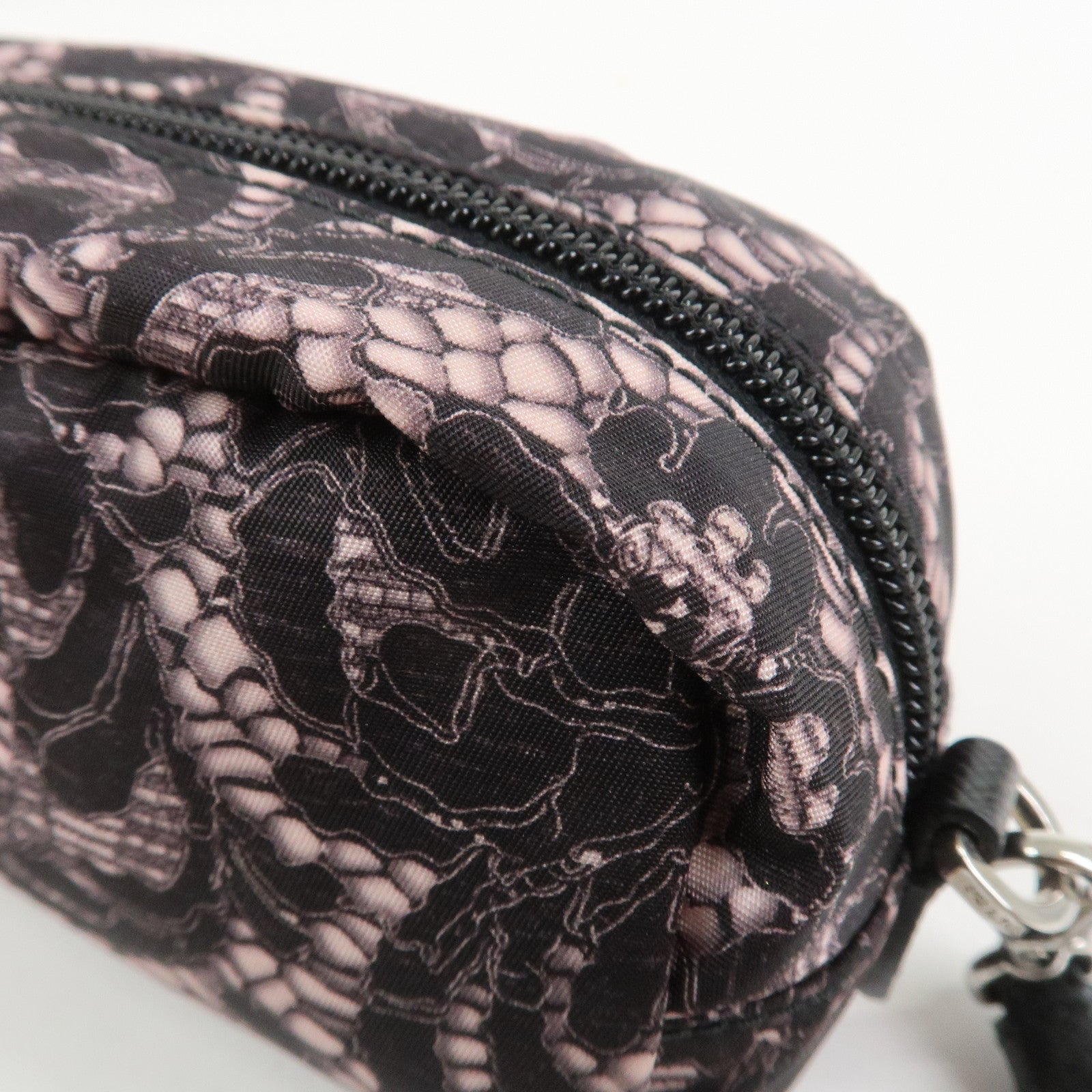 PRADA Triangle Logo Lace Nylon Leather Cosmetic Pouch Black 1NE175