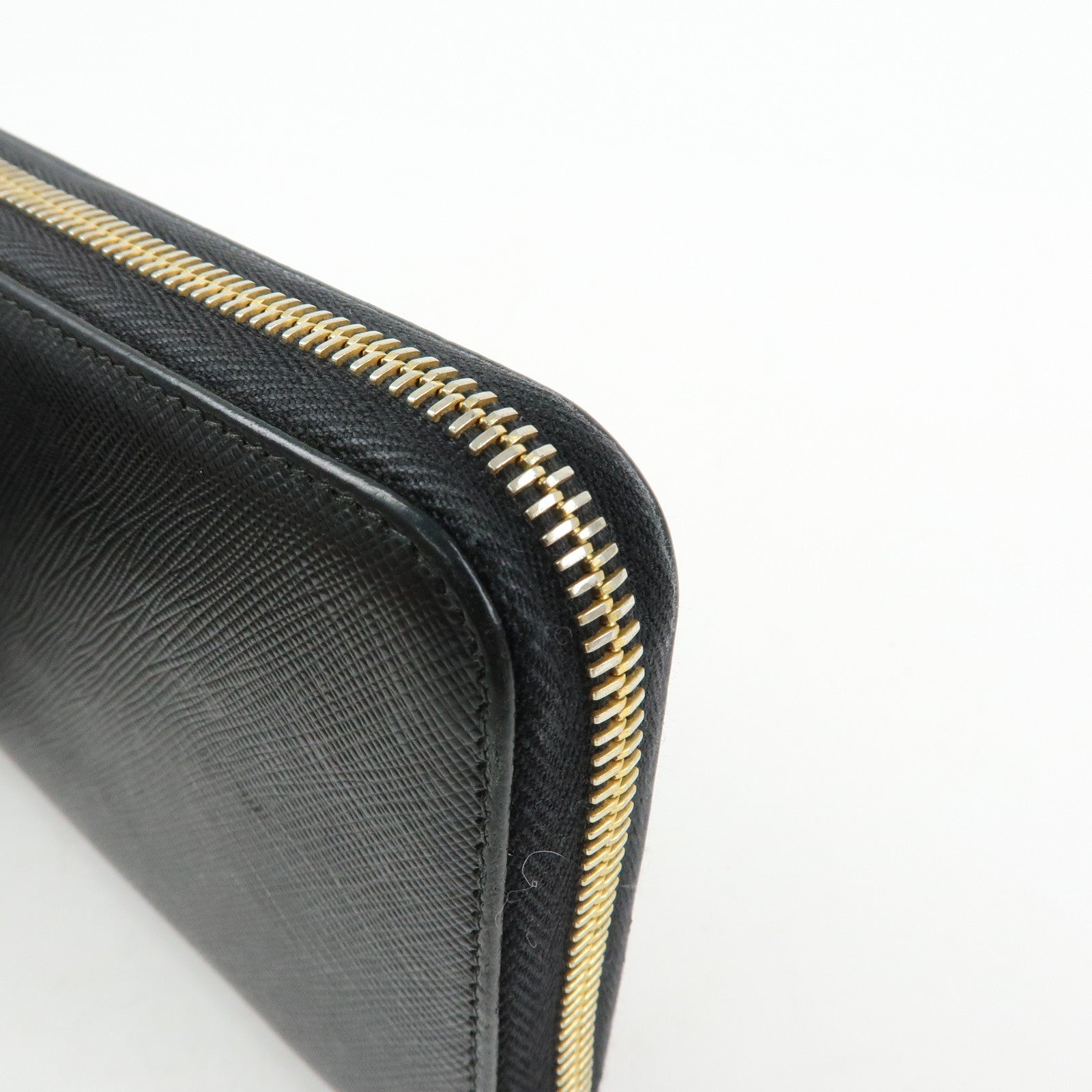 PRADA Saffiano Leather Round Zippy Long Wallet Black 1ML506