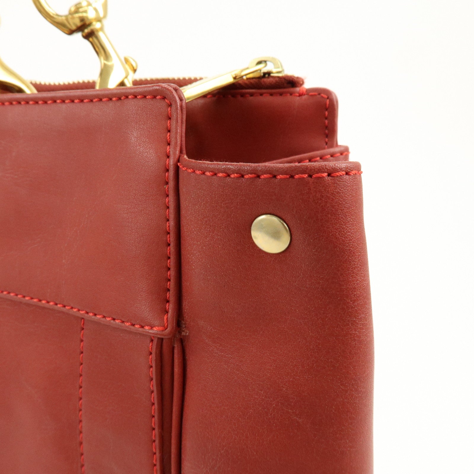 Chloe Eden Leather Shoulder Bag Hand Bag Tote Bag Red