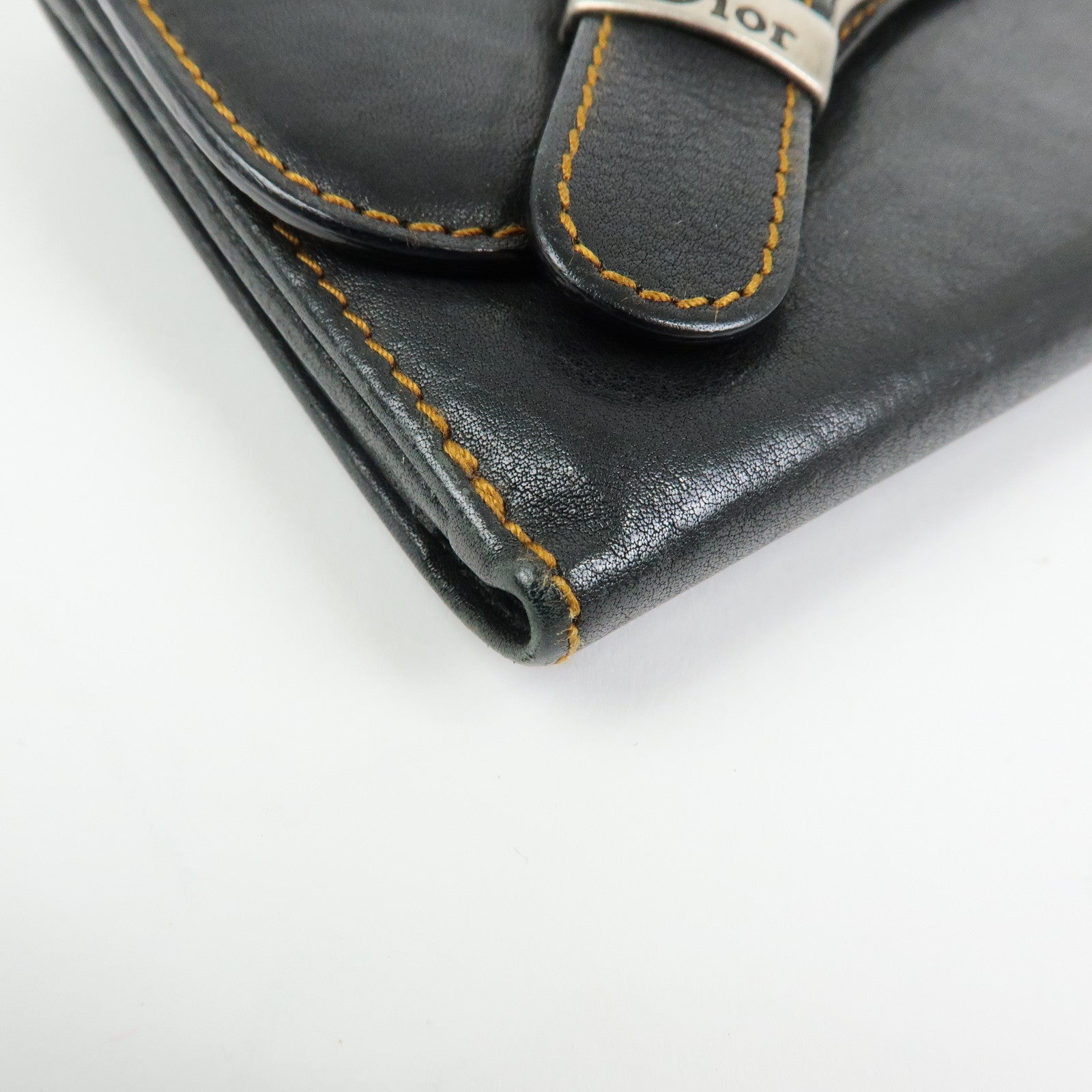 Christian Dior Gaucho Leather Long Wallet Belt Black