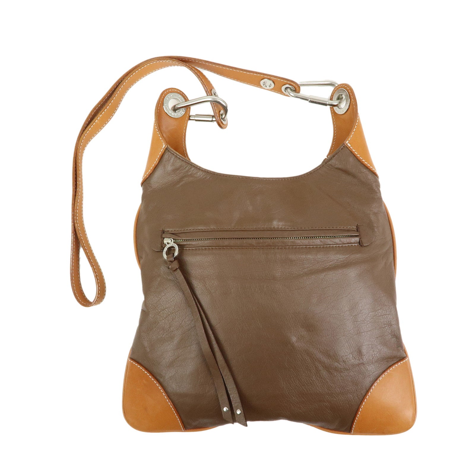 BURBERRY Blue Label Suede Leather Shoulder Bag Crossbody Bag Brown