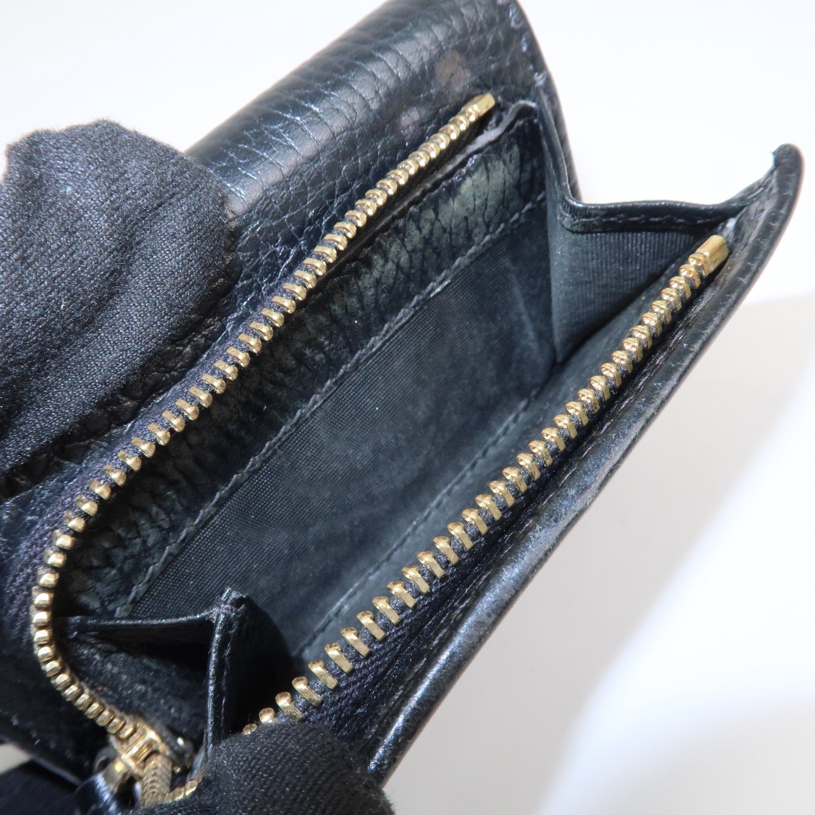 GUCCI GG Marmont Leather Small Tri-fold Compact Wallet Black 644407