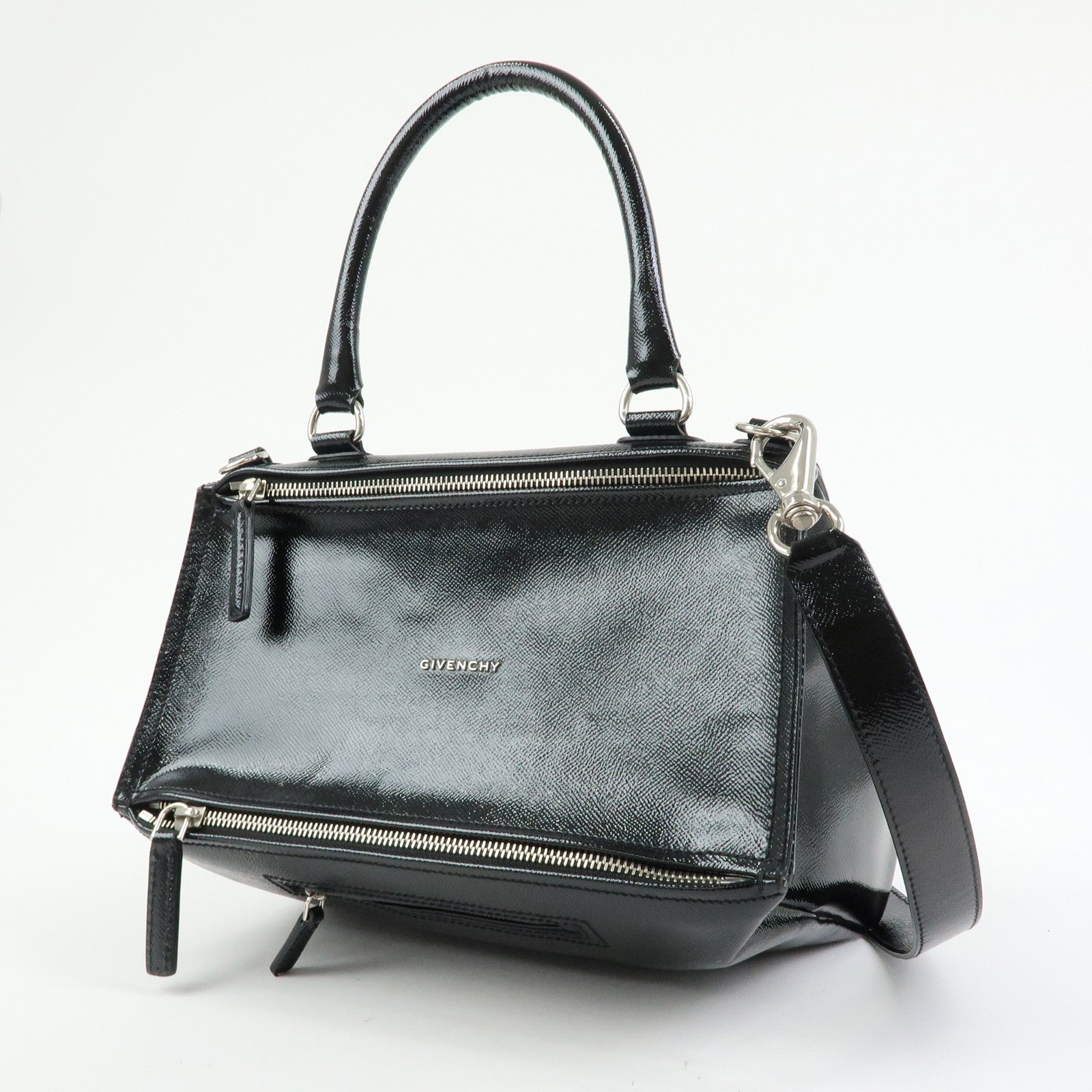 GIVENCHY Pandora Patent Leather 2Way Shoulder Bag Hand Bag Black