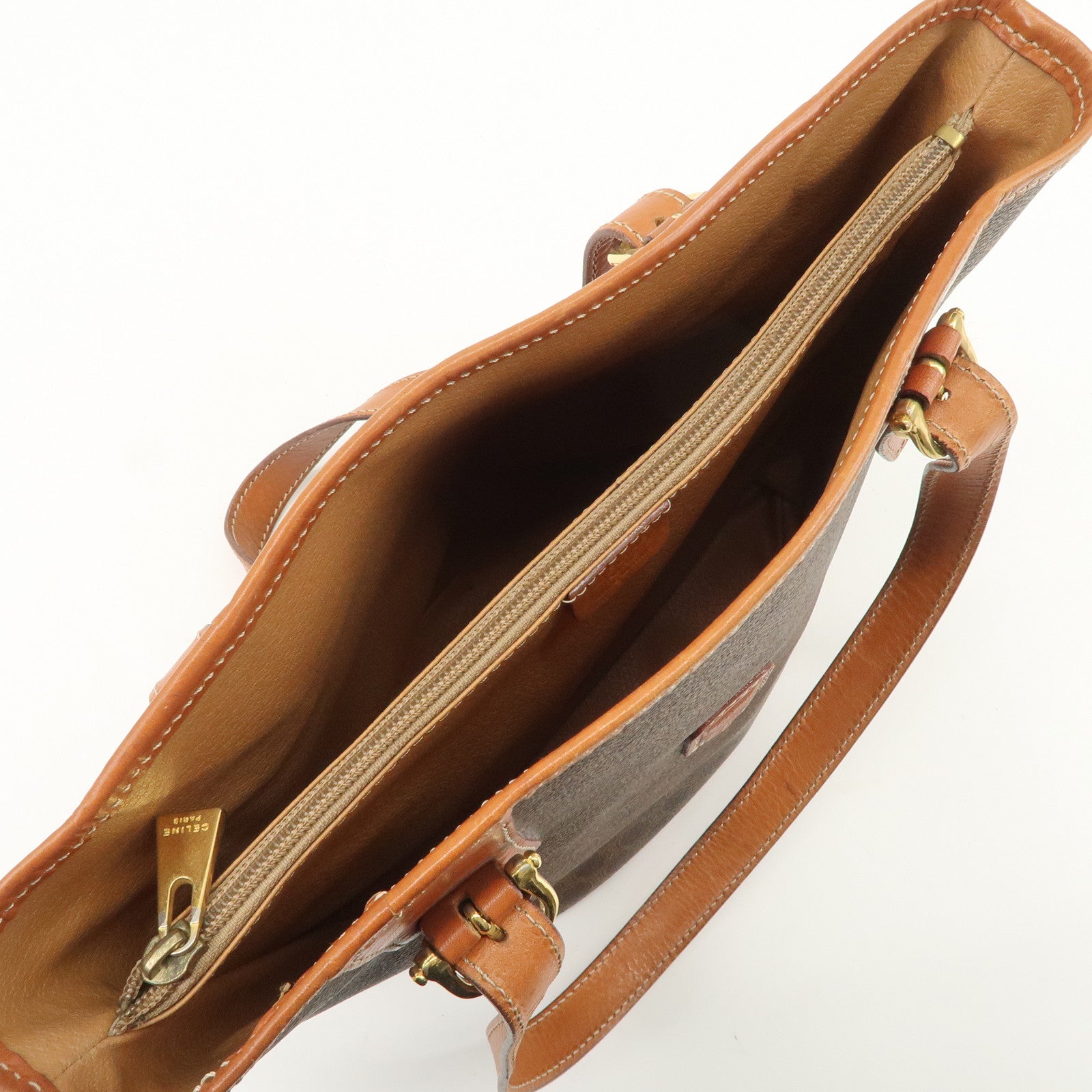 CELINE Macadam PVC Leather Tote Bag Shoulder Bag Brown