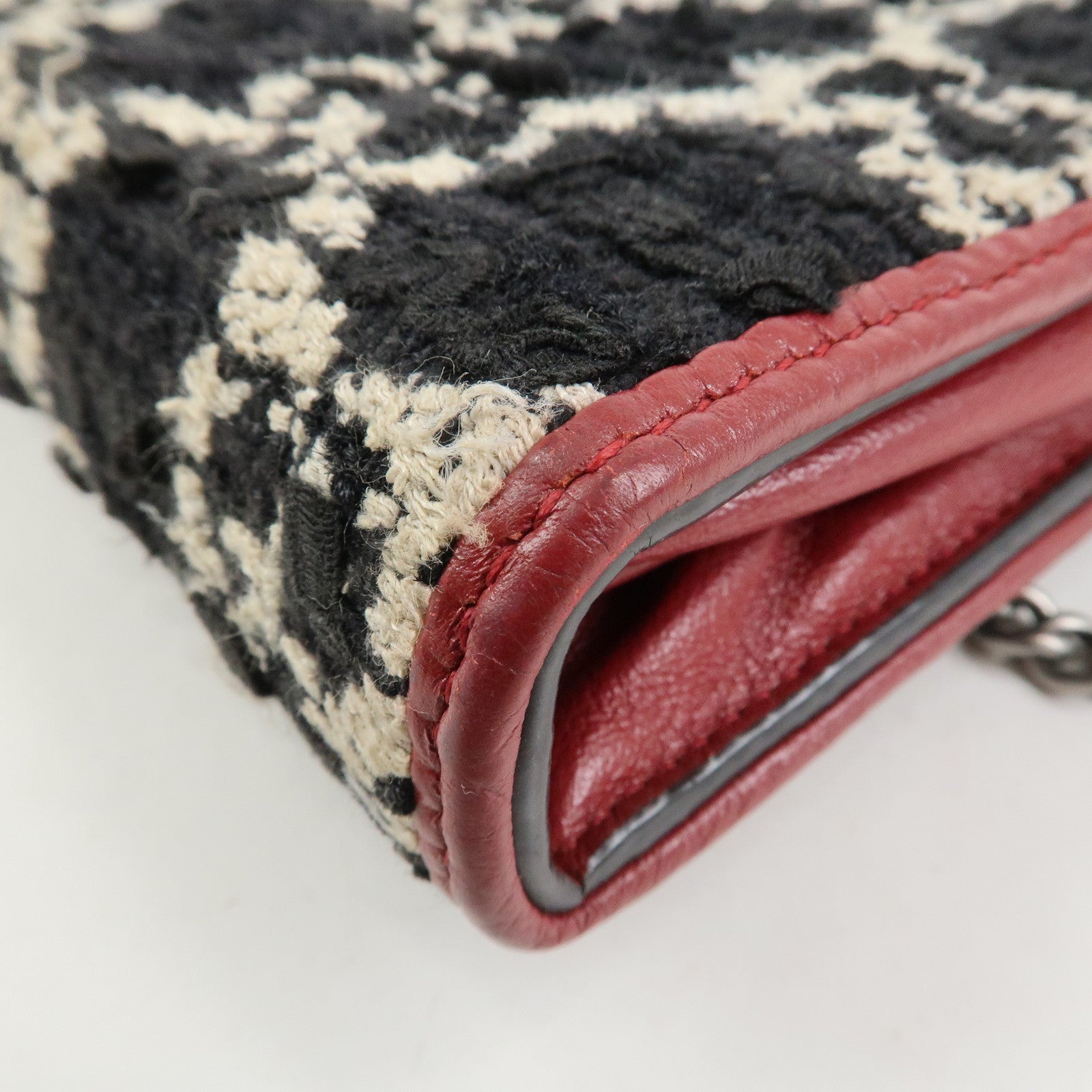 GUCCI Dionysus Tweed Leather Chain Shoulder Bag Black Ivory 401231