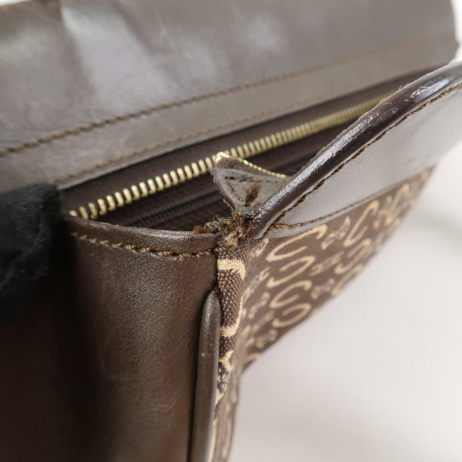 CELINE C Macadam Canvas Leather Hand Bag Brown