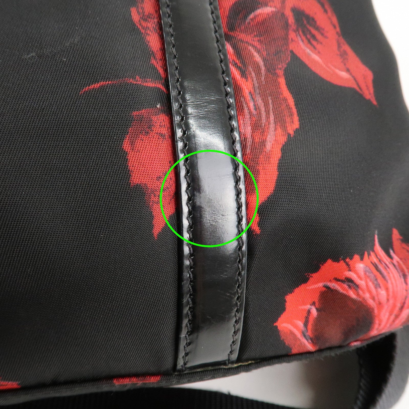 PRADA Triangle Logo Nylon Patent Leather 2Way Bag Flower BN1066 Used