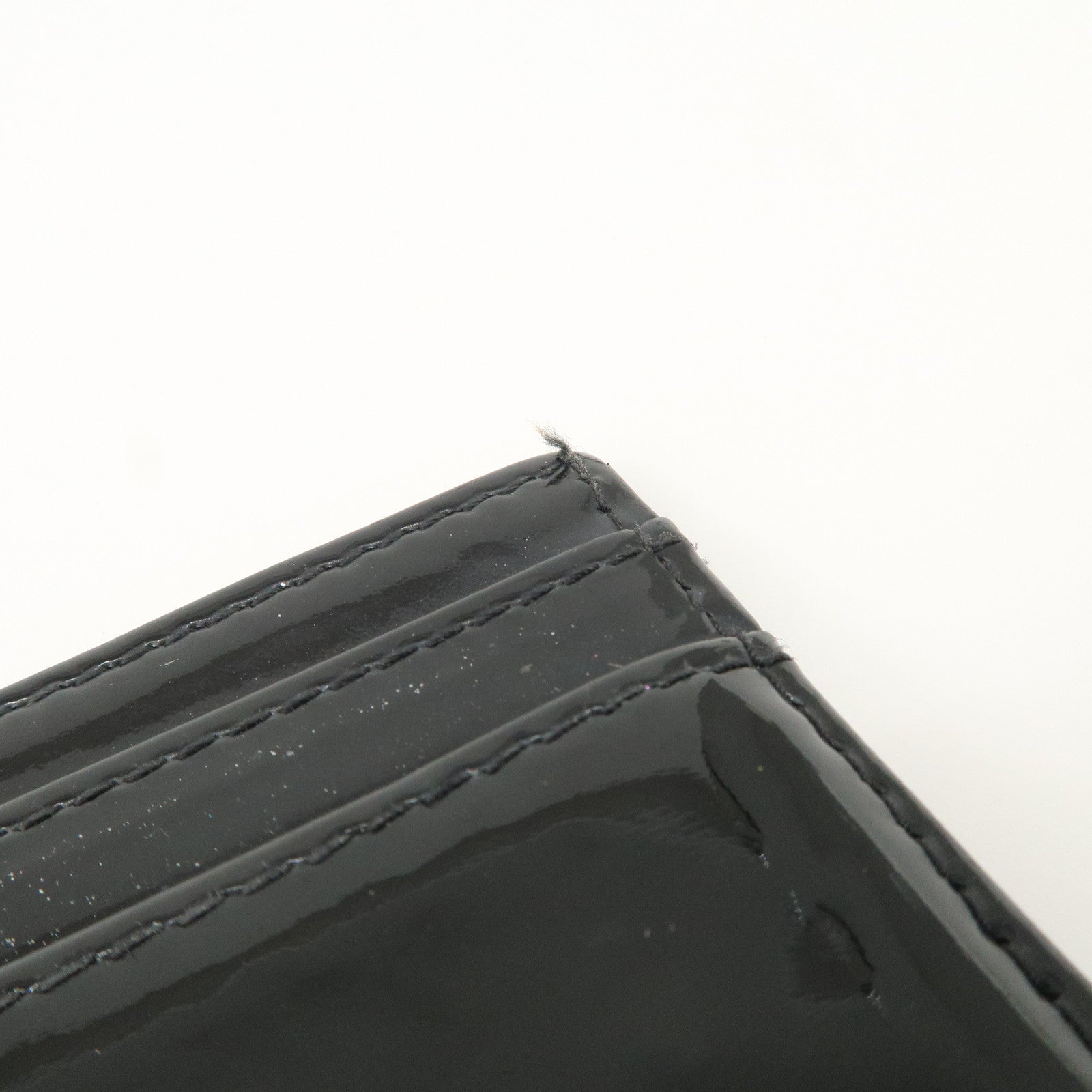 CHANEL COCO Mark Matelasse Patent Leather Card Case Black A48703