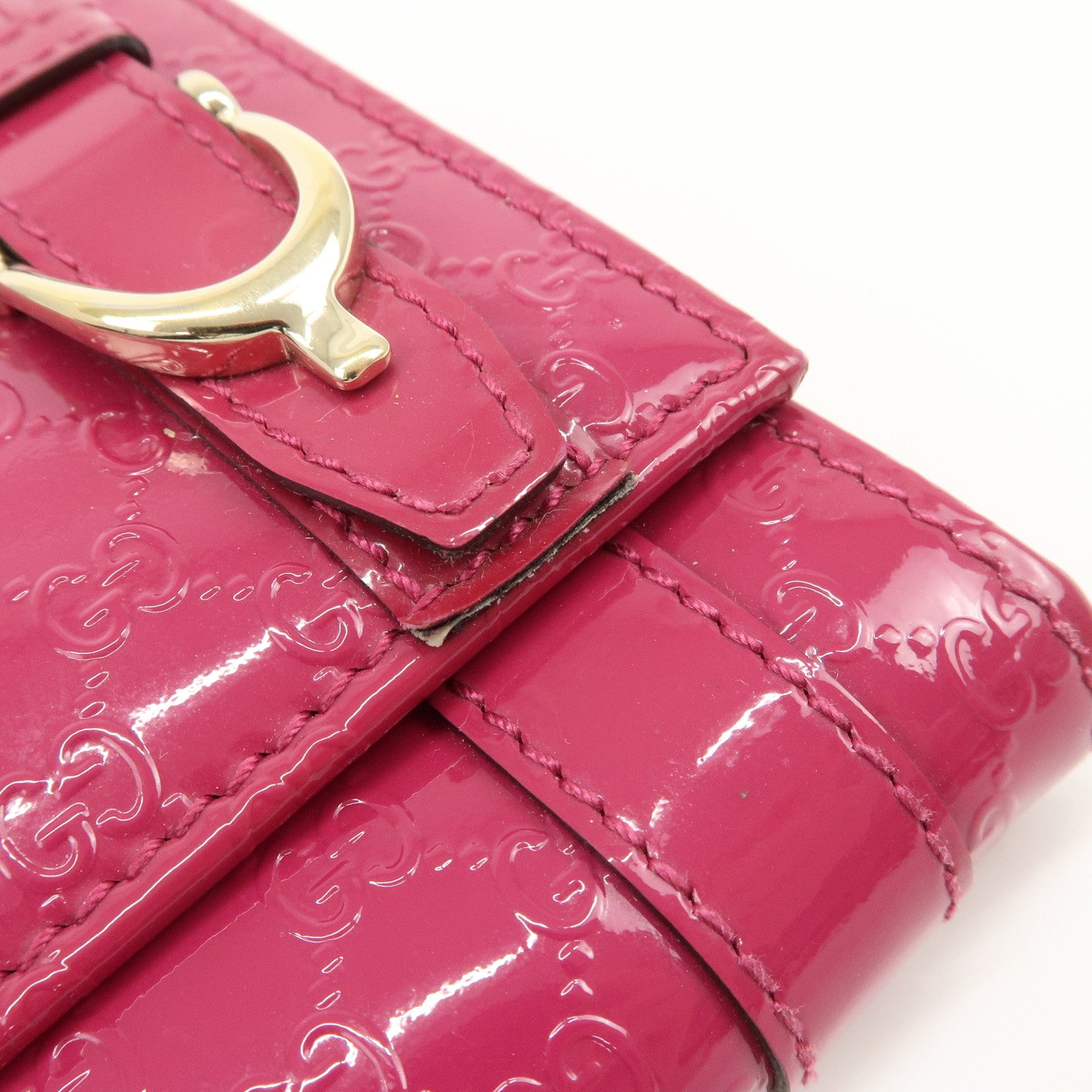 GUCCI Nice Micro Guccissima Patent Leather Long Wallet Pink 309760