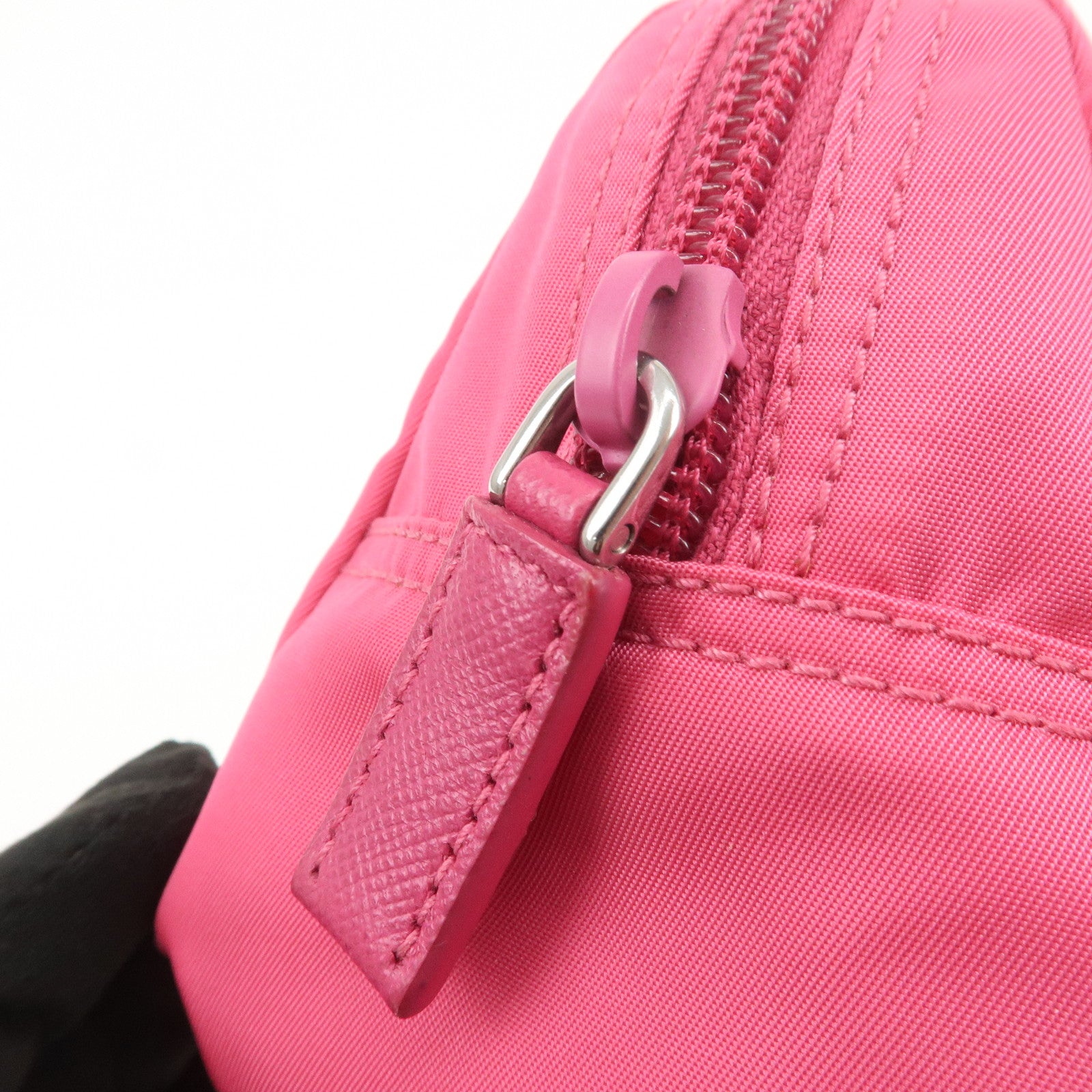 PRADA Triangle Logo Nylon Pouch Cosmetic Pouch Fuchsia Pink 1NA693