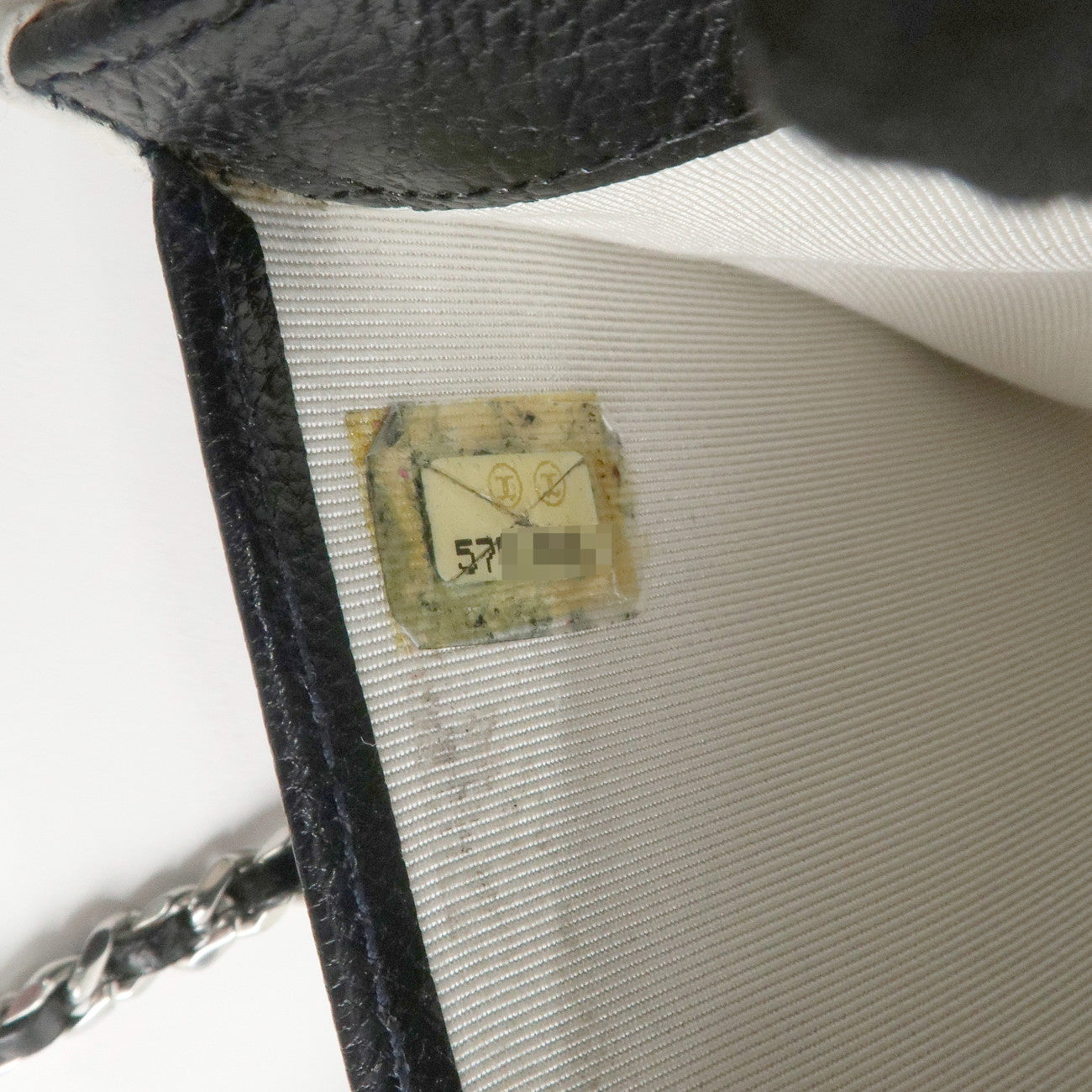 CHANEL Matelasse Leather Chain Long Wallet Dark Navy Bicolore Used