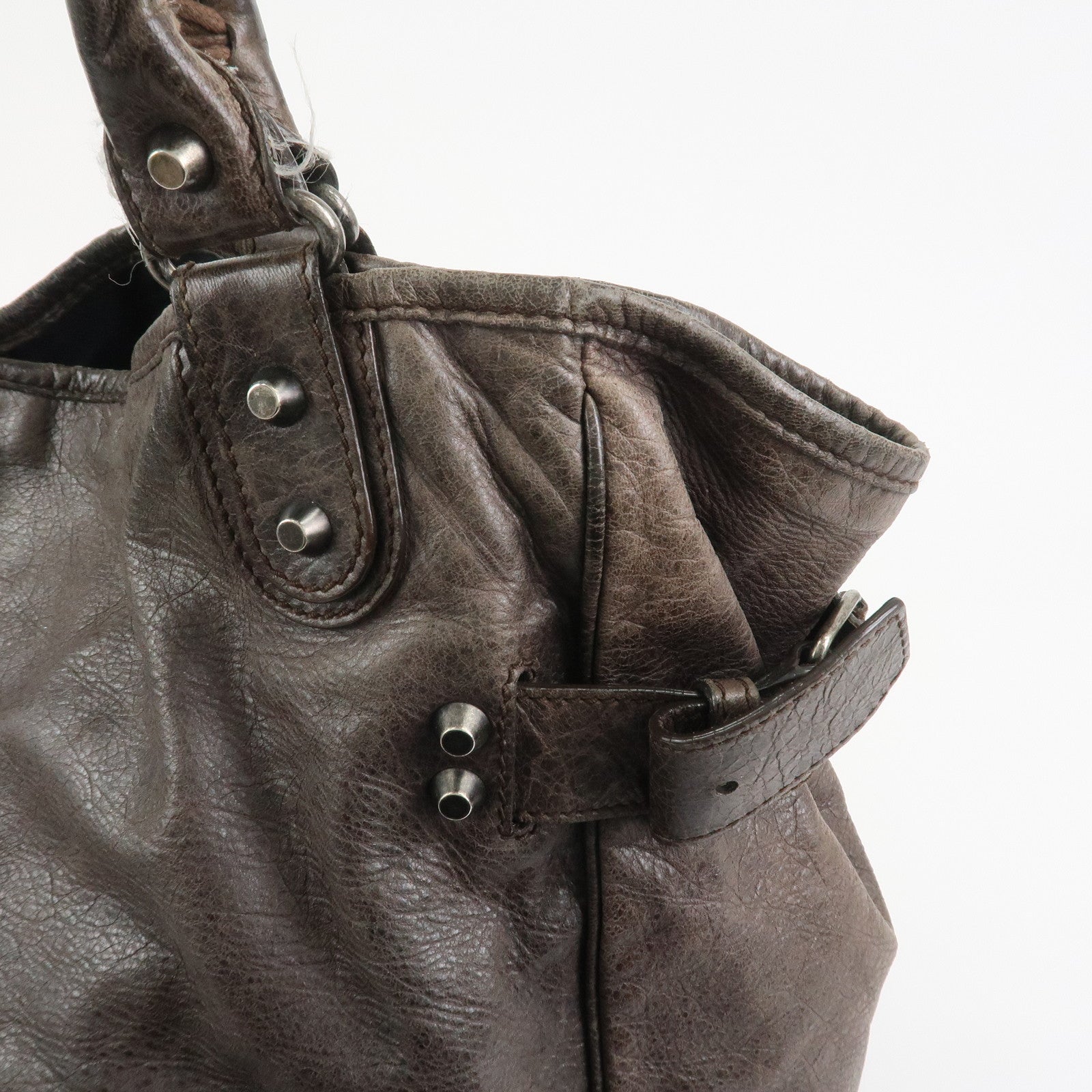 BALENCIAGA Rivacity Paper Bag Leather Tote Bag Brown 236084