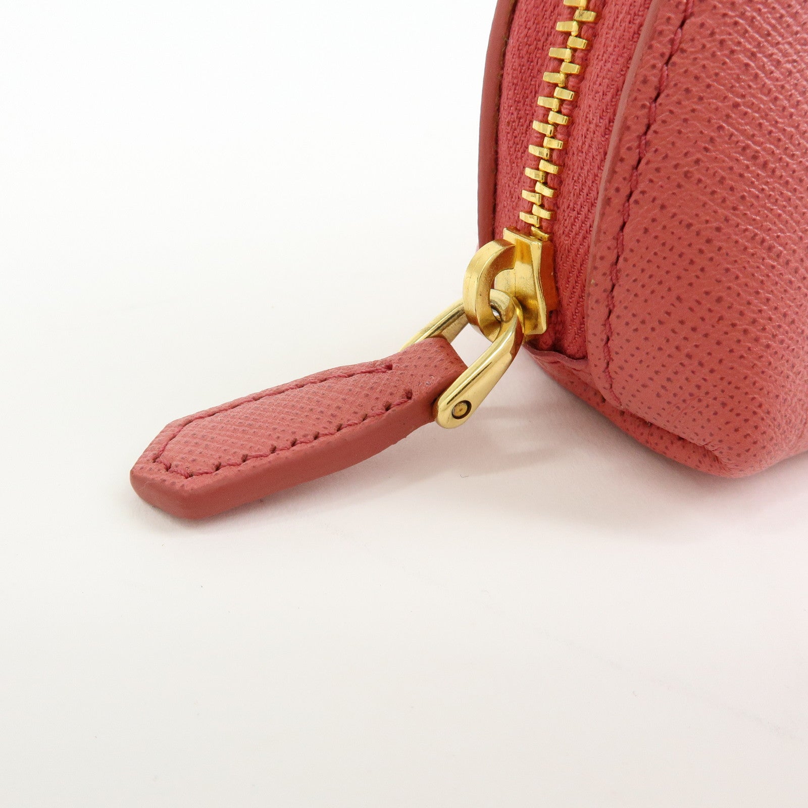 PRADA Saffiano Leather Bag Charm Accessory Pouch Pink 1M1218