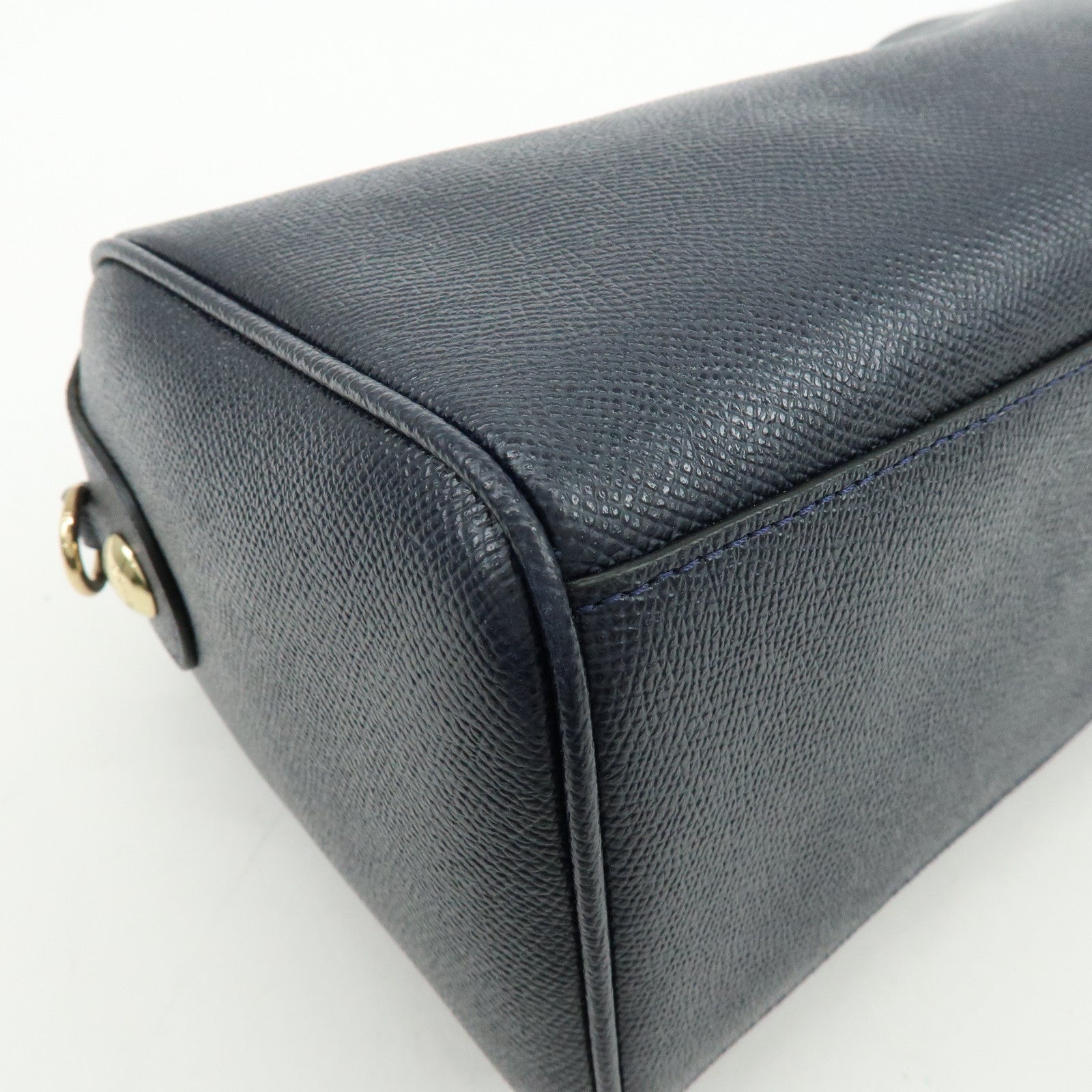 COACH Leather 2Way Shoulder Bag Hand Bag Navy