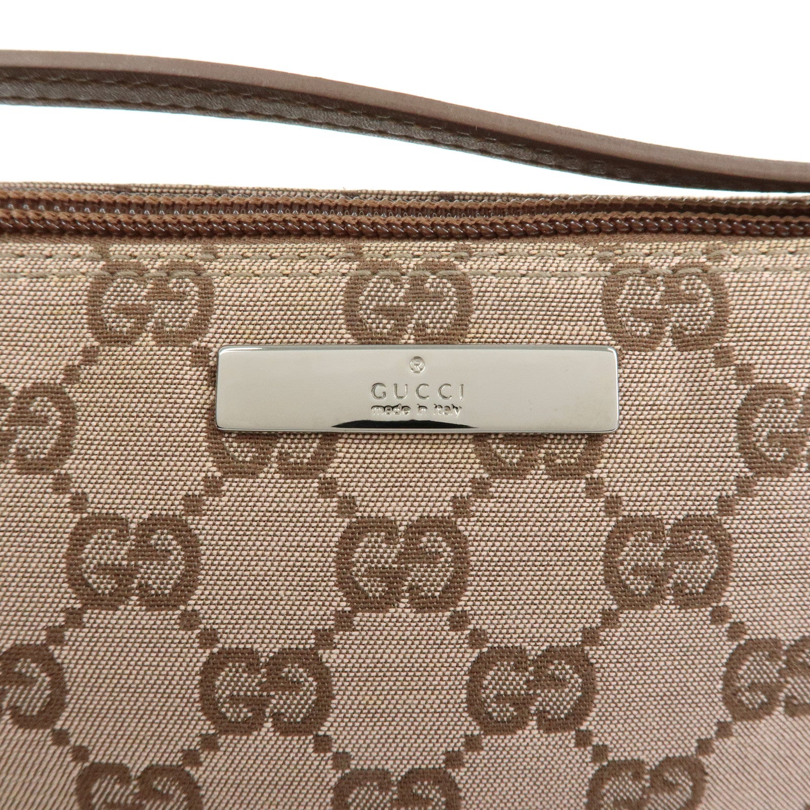 GUCCI Boat Bag GG Canvas Leather Hand Bag Brown 07198