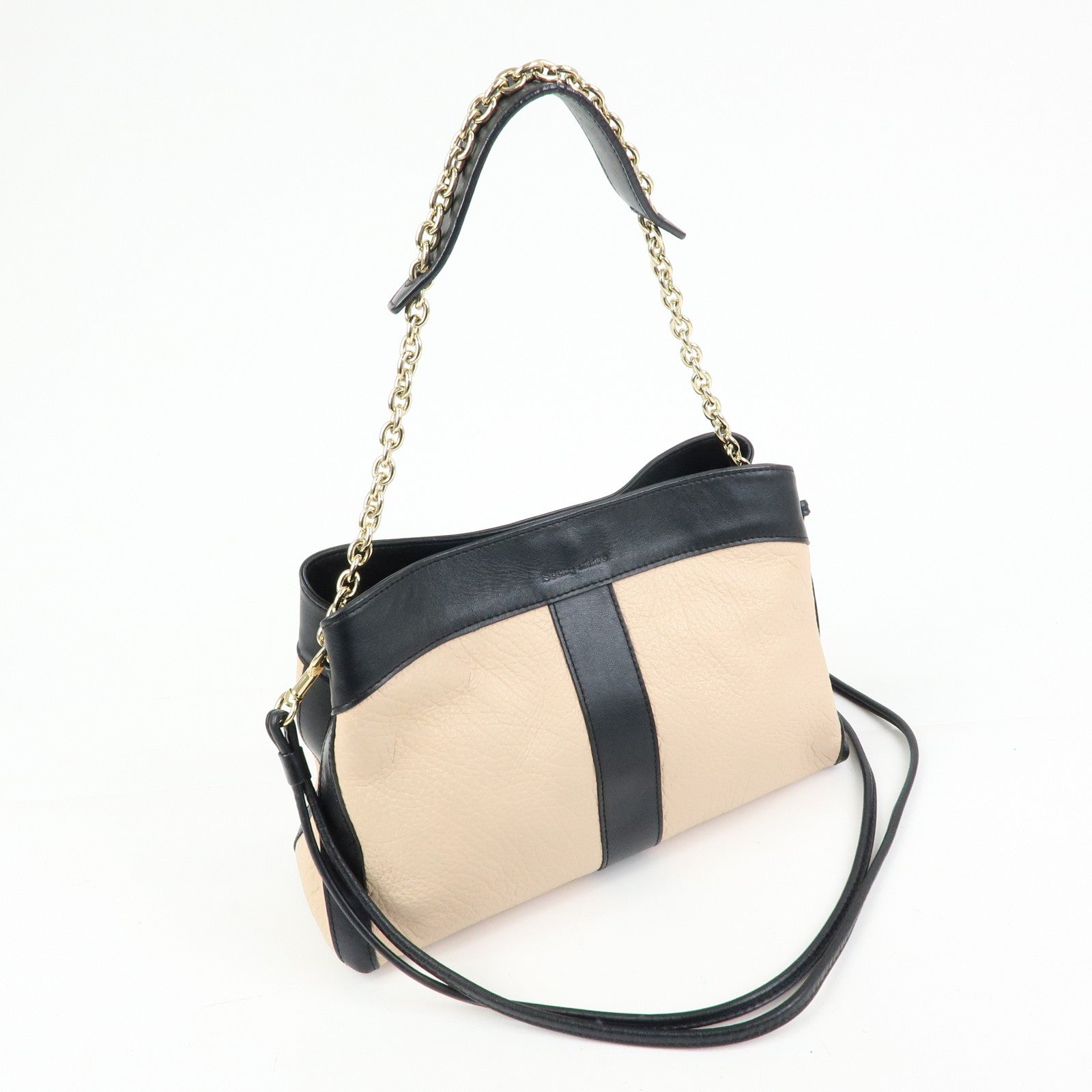 Chloe See By Chloe Leather 2Way Bag Shoulder Bag PInk Beige Black