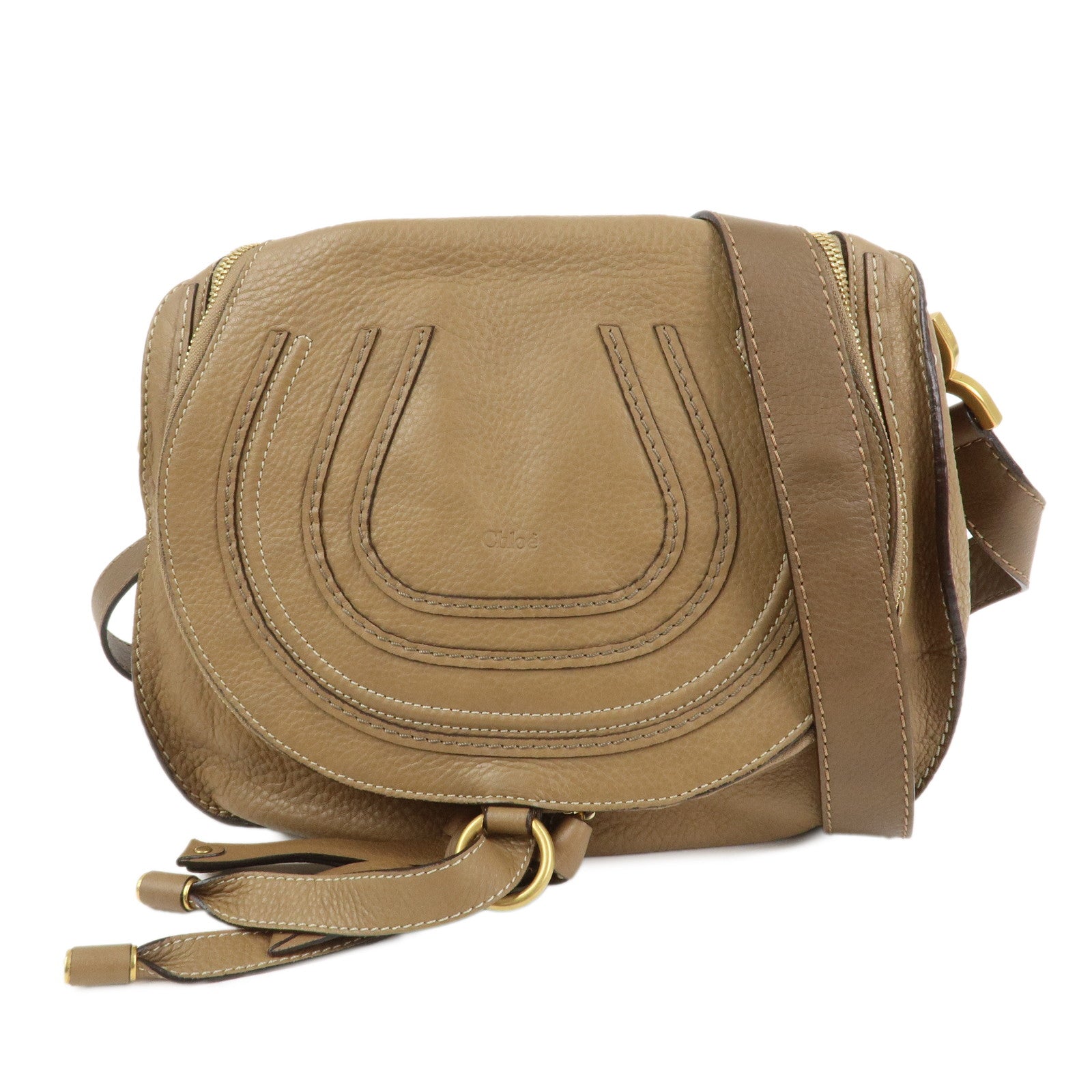 Chloe Marcie Leather Shoulder Bag Crossbody Bag Brown 001-12-60-65