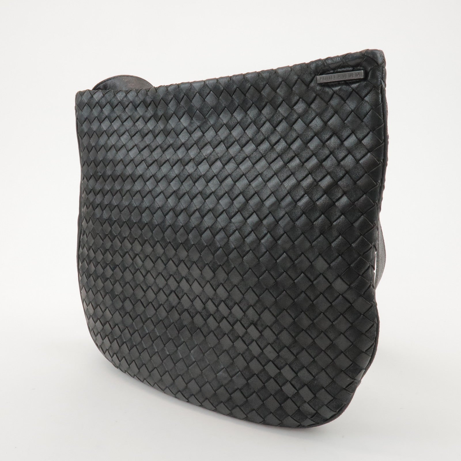 BOTTEGA VENETA Intrecciato Leather Shoulder Bag Black 105001