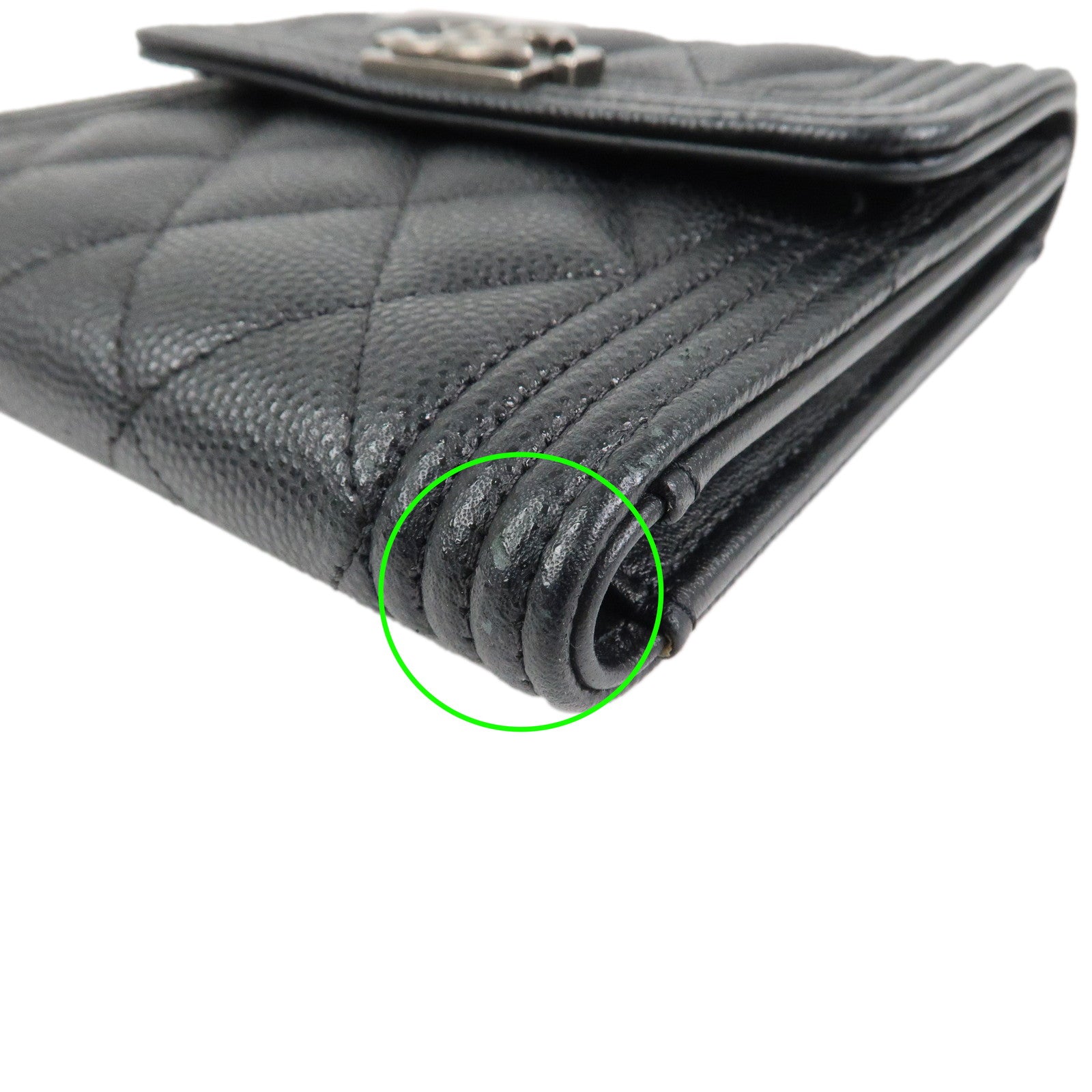 CHANEL Boy CHANEL Small Flap Tri-Fold Wallet Black A84432