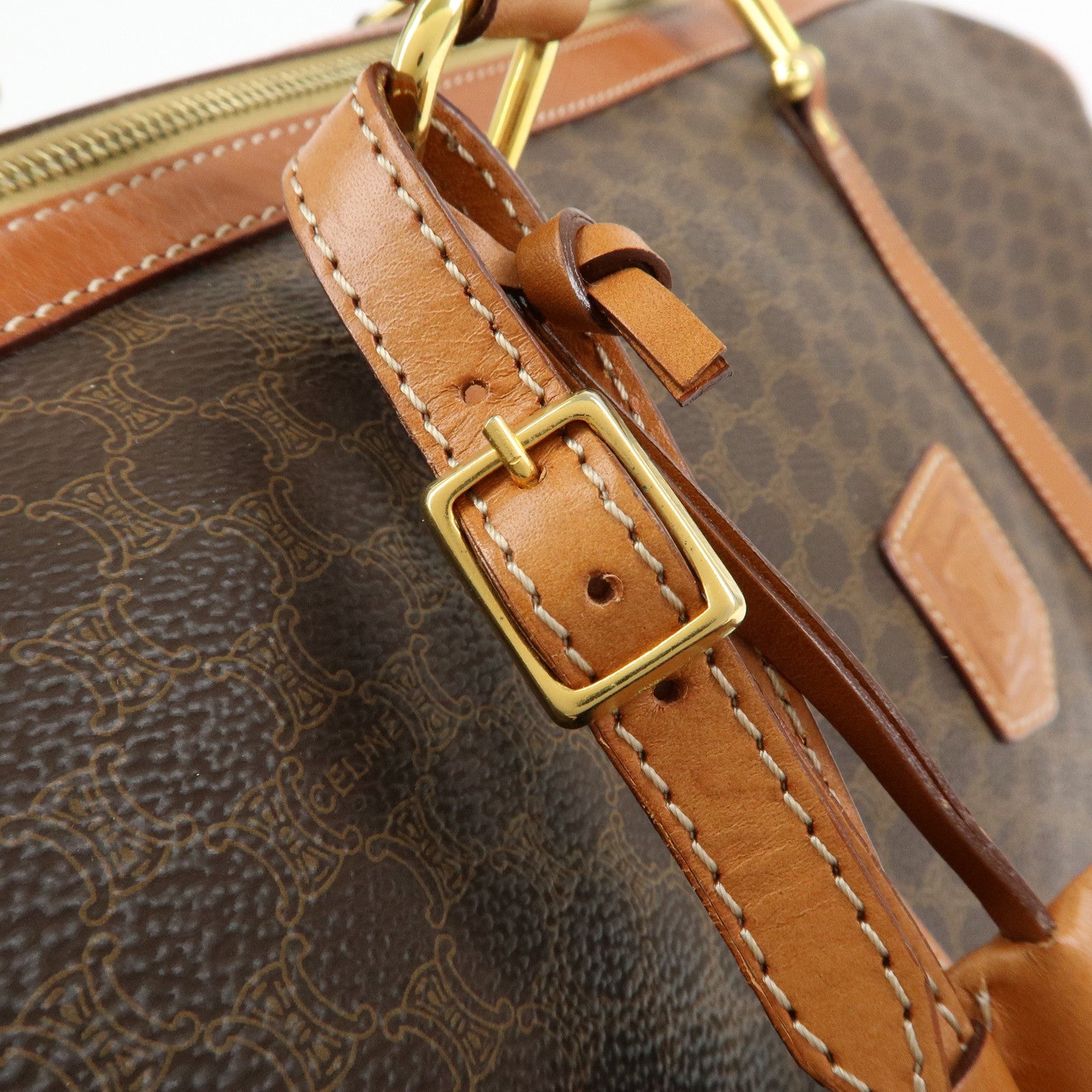 CELINE Macadam PVC Leather Boston Bag Hand Bag Travel Bag