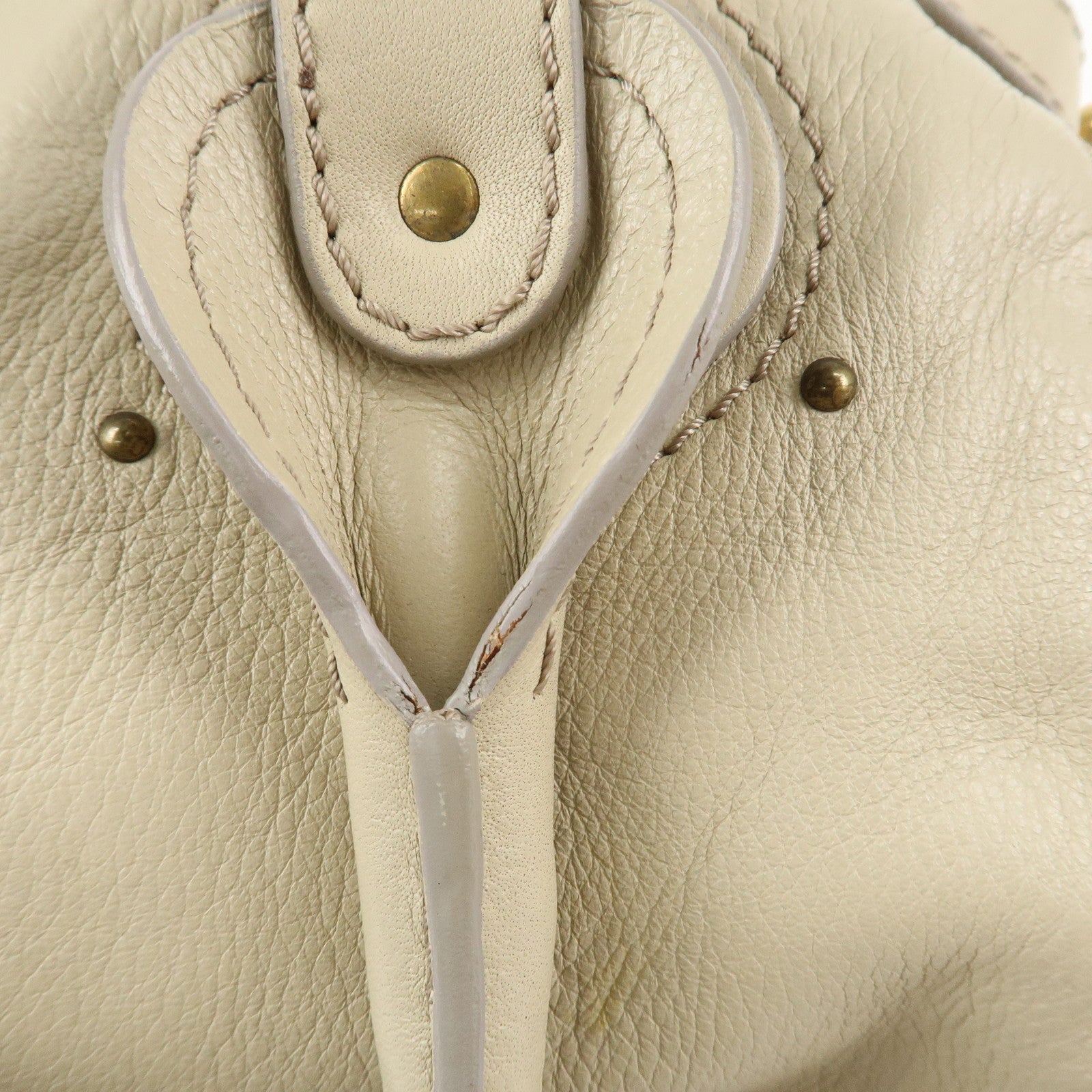 Chloe Paddington Leather Medium Hand Bag Shoulder Bag Beige Used