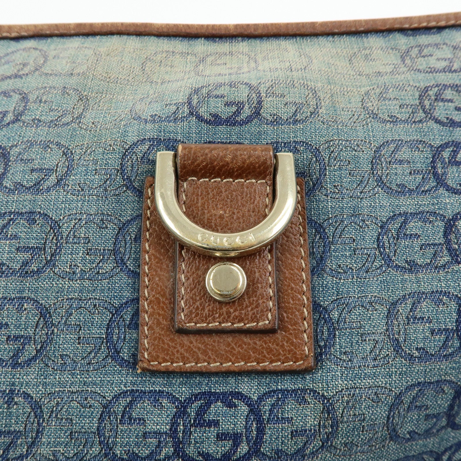 GUCCI Abbey Denim Leather Shoulder Bag Crossbody Bag Navy 131326