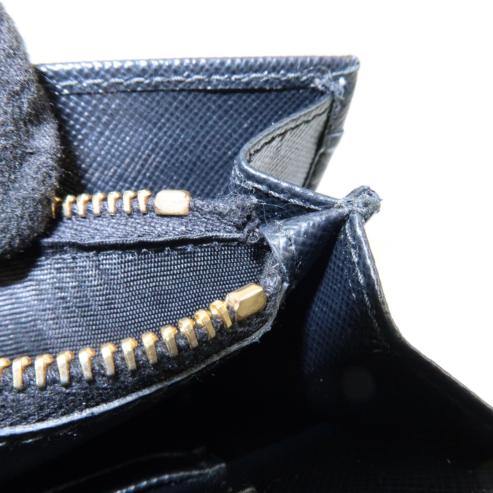 PRADA Triangle Logo Saffiano Leather Bi-fold Flap Wallet Black