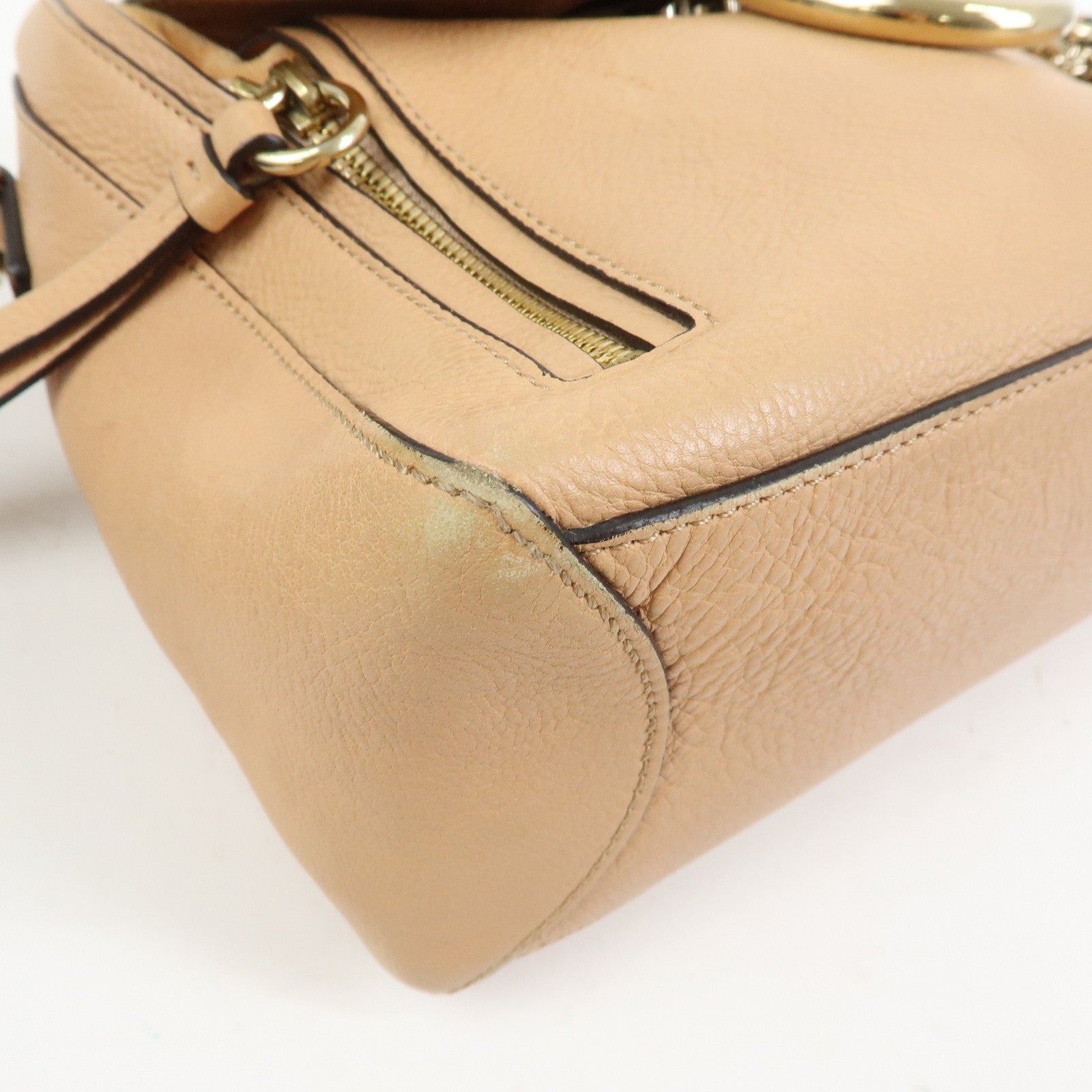 Chloe Leather 2Way Bag Shoulder Bag Hand Bag Beige Authentic Used F/S