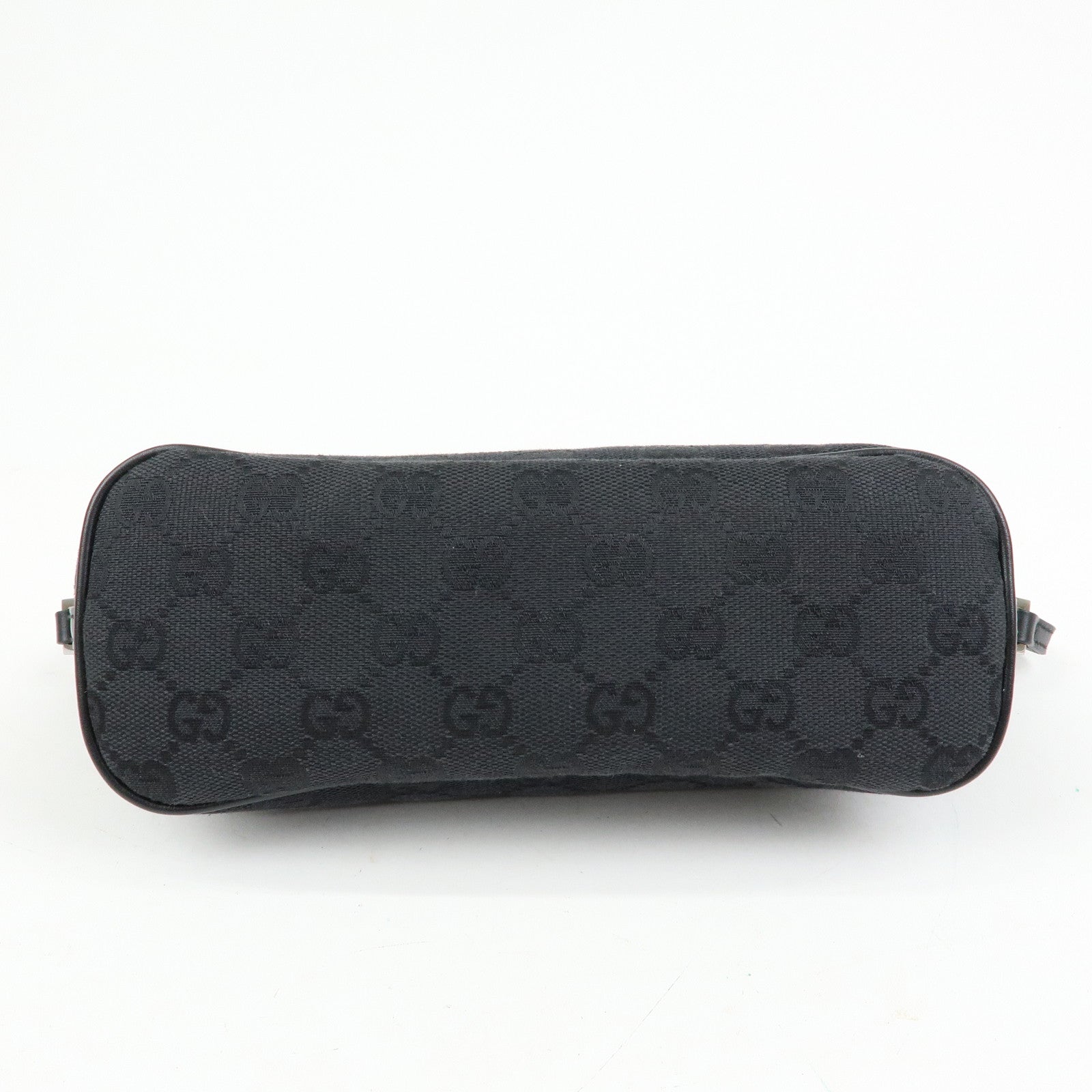 GUCCI Boat Bag GG Canvas Accessory Pouch Hand Bag Black 07198