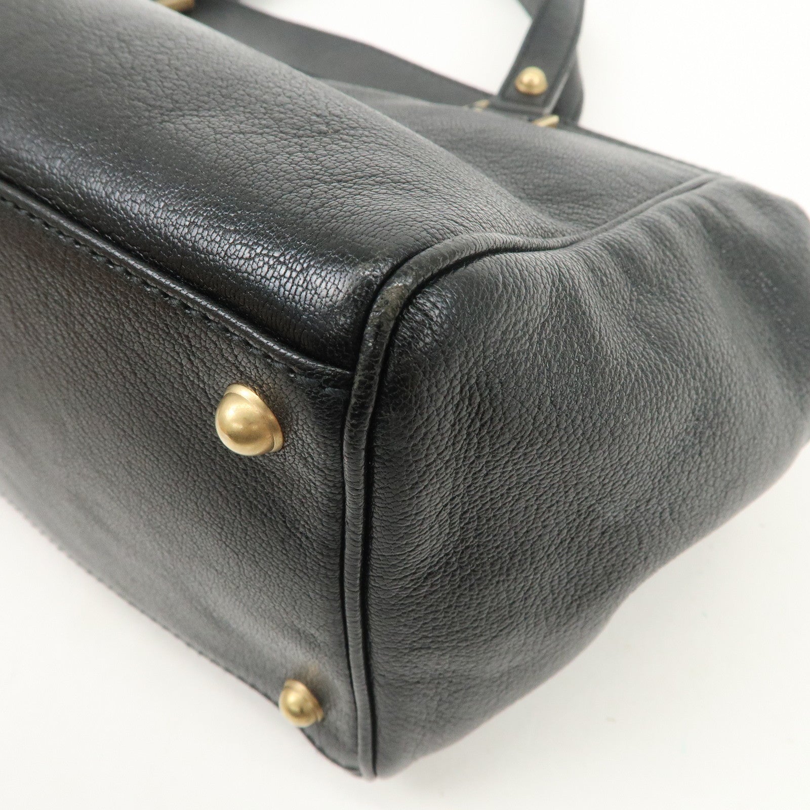 GUCCI Interlocking G Leather Hand Bag Shoulder Bag Black 121551