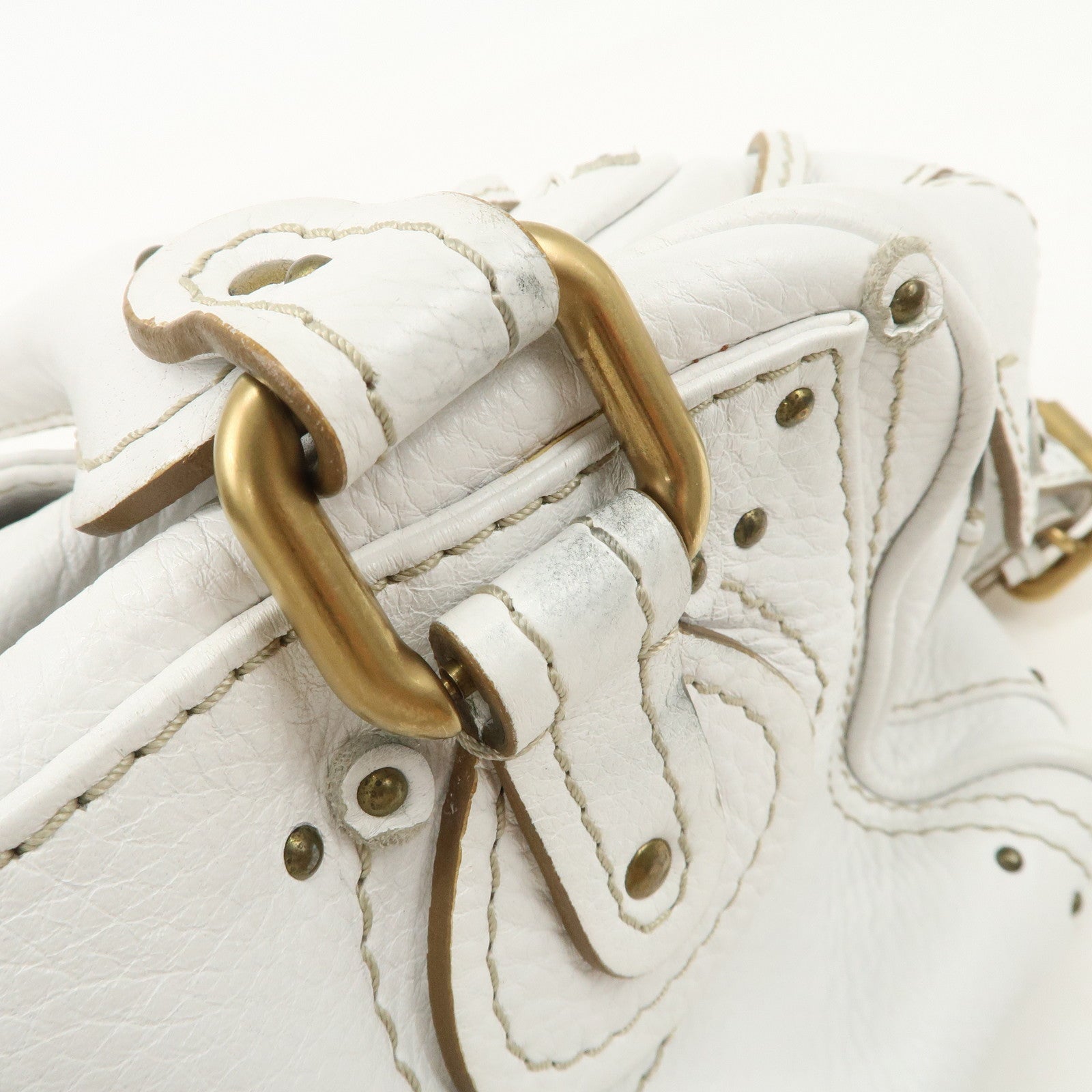 Chloe Padington Leather Hand Bag Shoulder Bag White Used