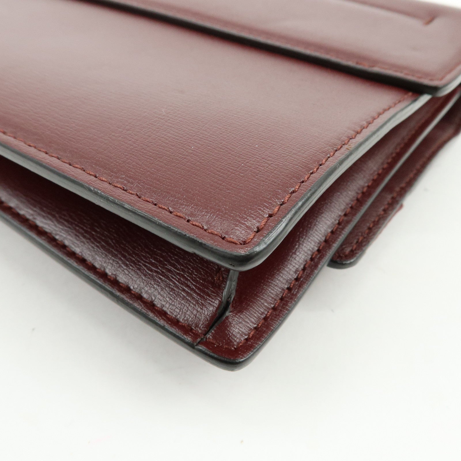 Ferragamo Vara Ribbon Leather Chain Shoulder Bag Bordeaux