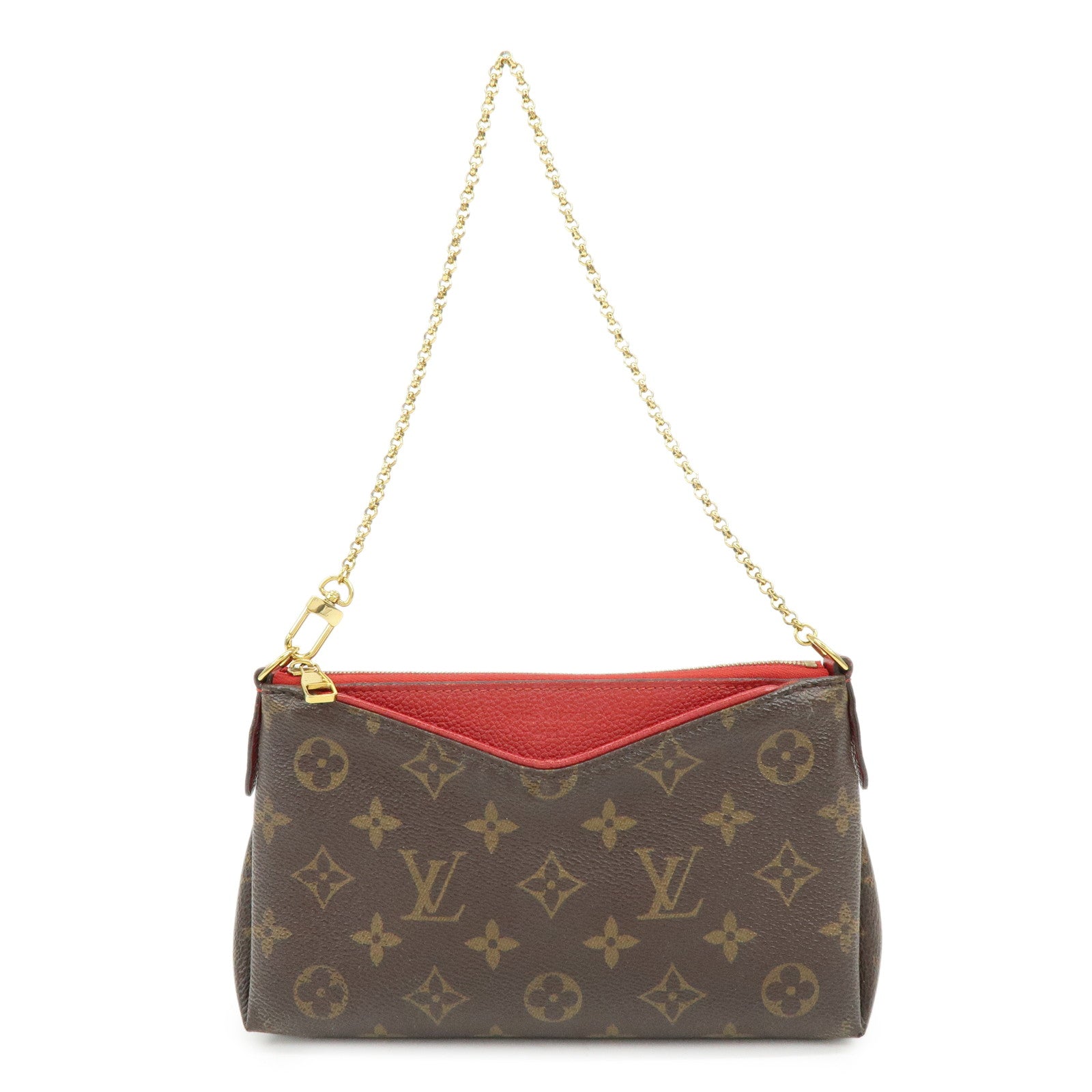 Louis Vuitton Monogram Pallas 2Way Chain Bag Clutch Cerise M41638