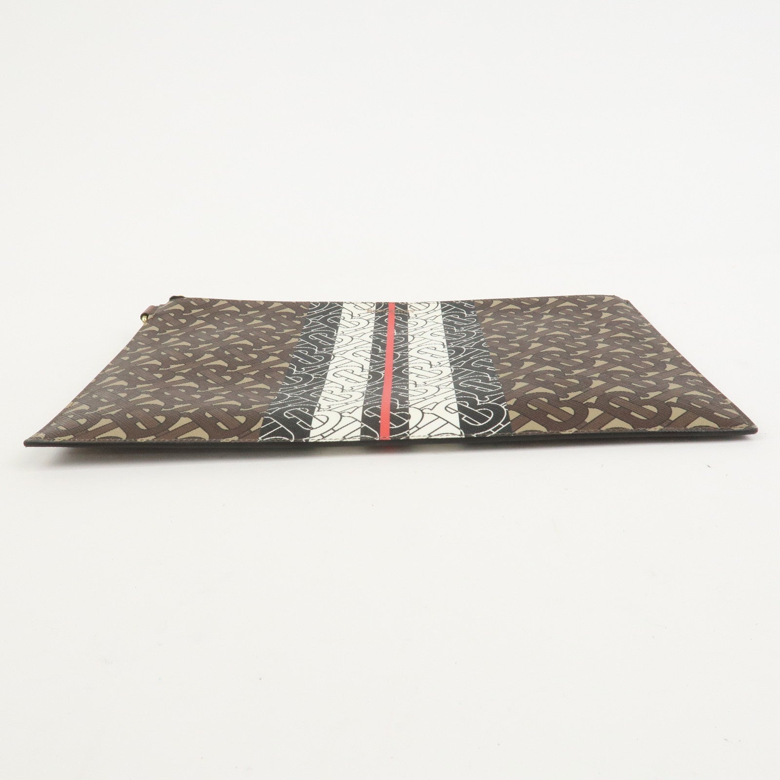 BURBERRY Monogram E Canvas Clutch Bag Pouch Brown