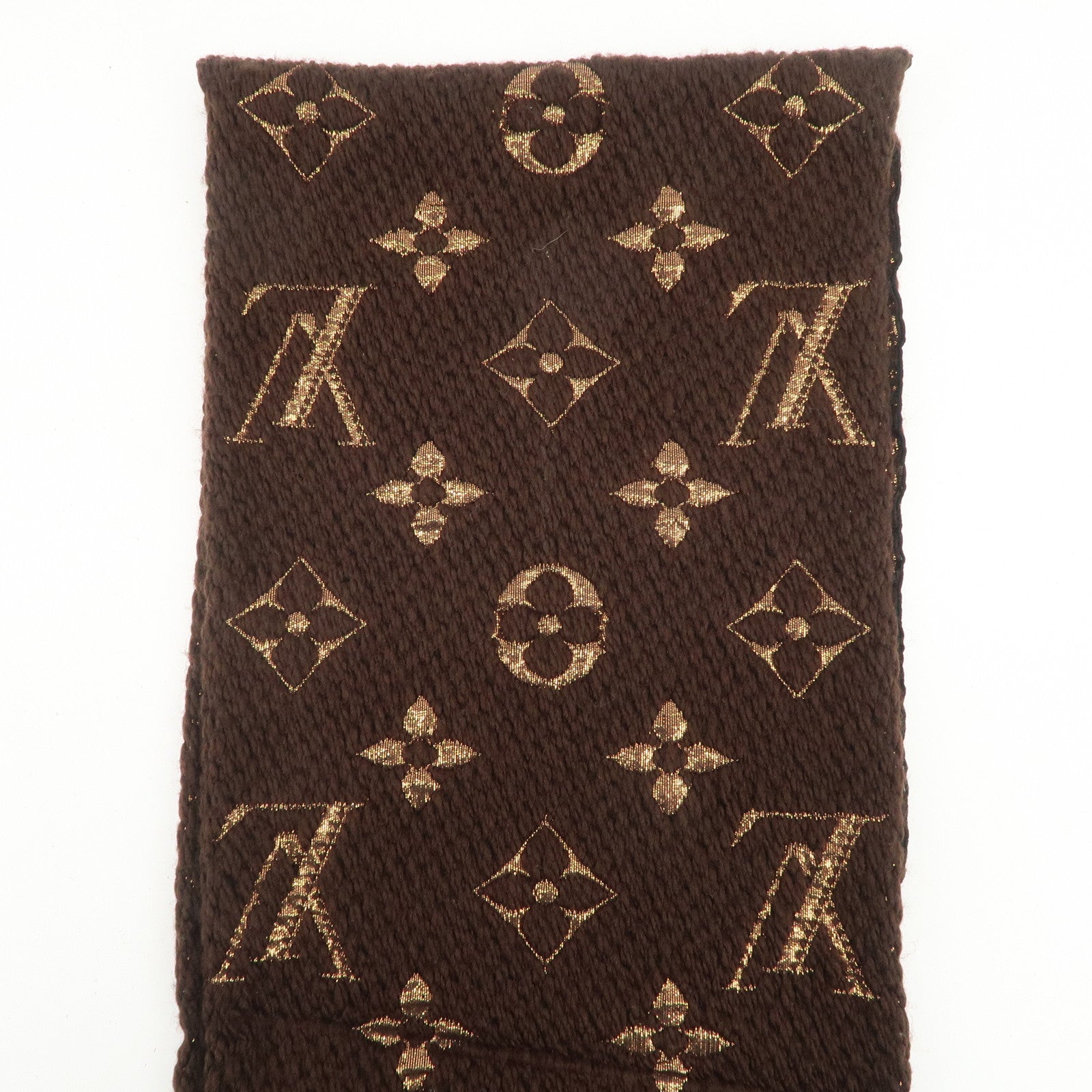 Louis Vuitton Echarpe Logomania Shine Wool Silk Scarf Brown M71383