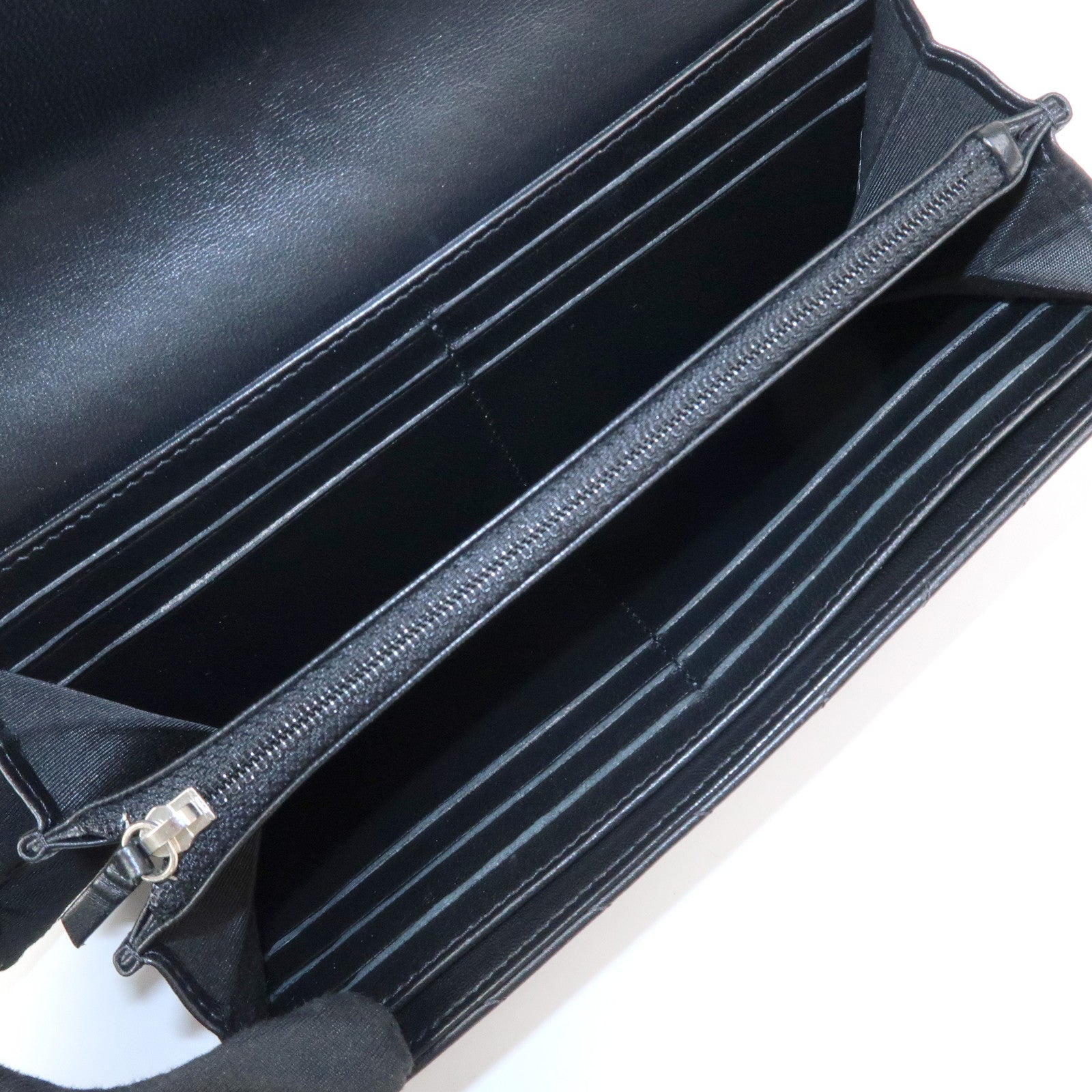 CHANEL COCO Mark V Stitch Leather Flap Long Wallet Black A81217