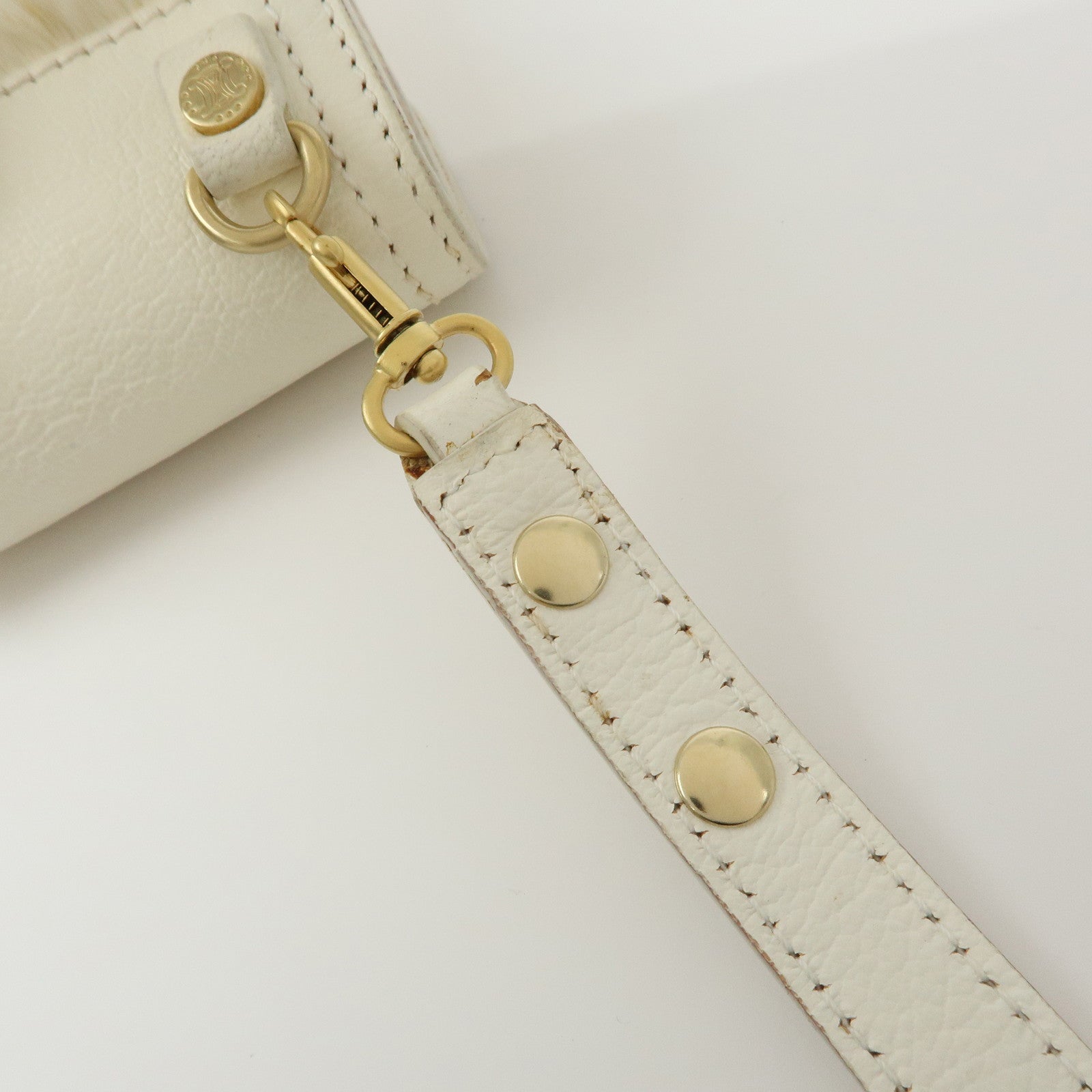 CELINE Triomphe Leather Lapin Fur Shoulder Bag Crossbody Bag Ivory
