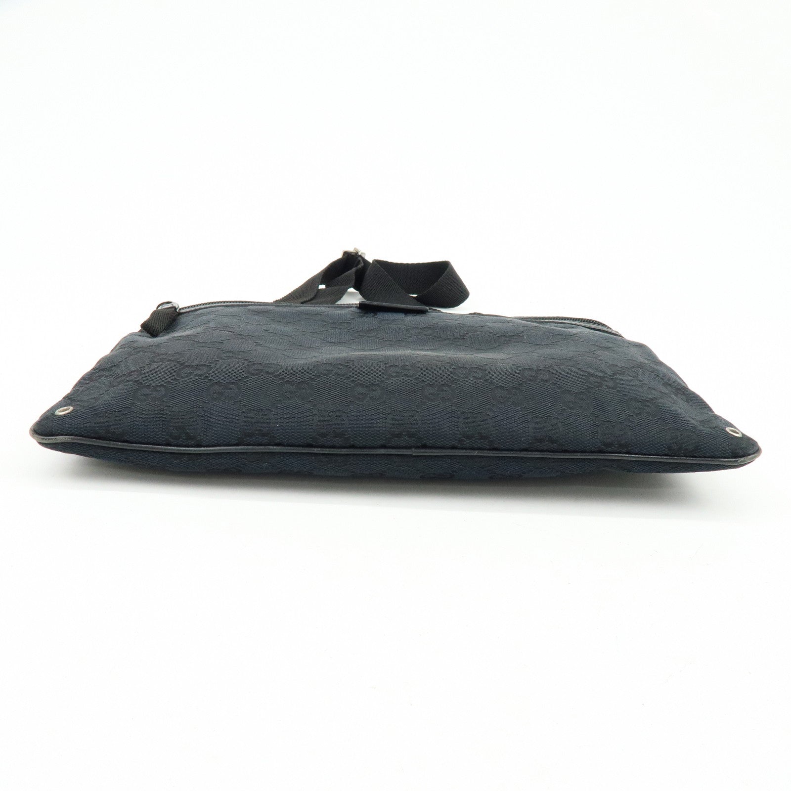 GUCCI GG Canvas Leather Shoulder Bag Crossbody Bag Black 90476