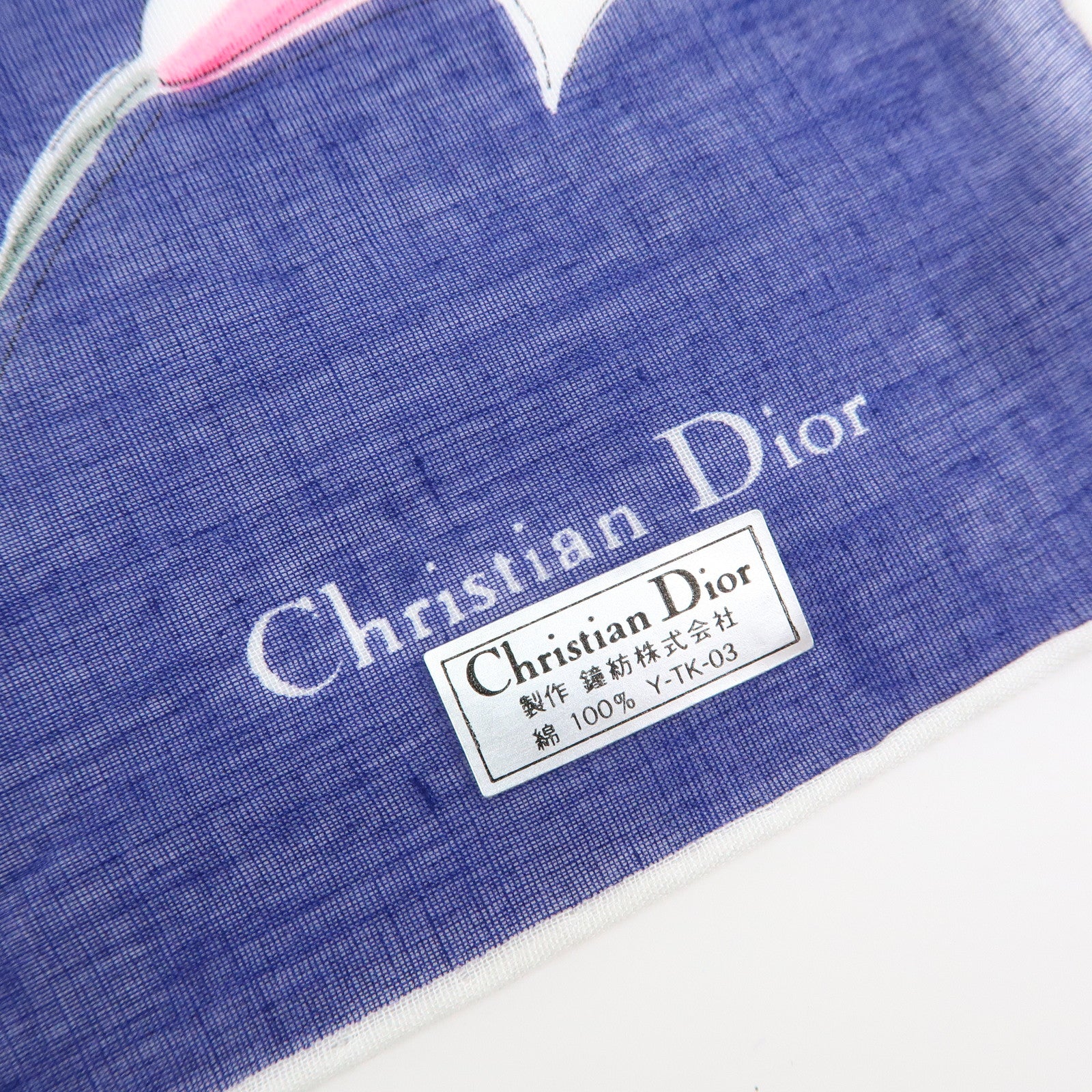Christian Dior Set of 3 Cotton 100% Scarf Flower Print Navy Black