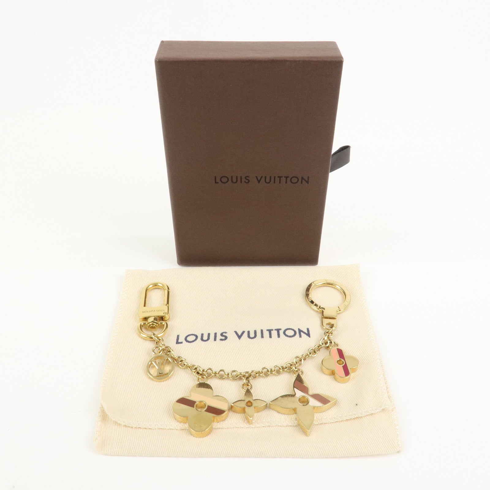 Louis Vuitton Porte Cles Chaine Flower Stripes Bracelet Gold M78612