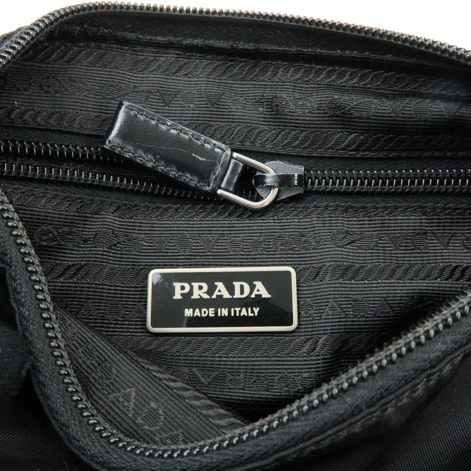 PRADA Triangle Logo Nylon Leather Shoulder Bag Crossbody Bag Black