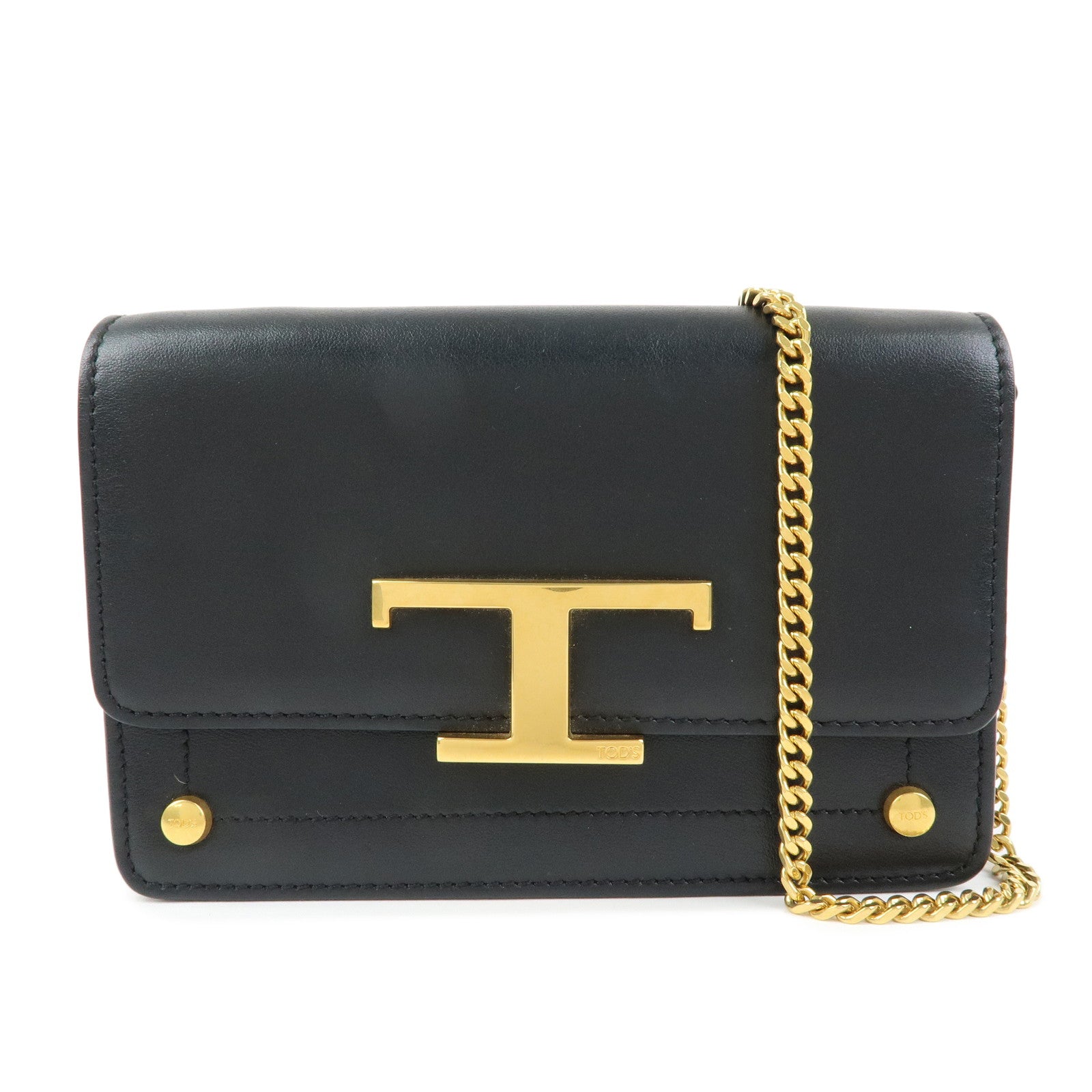TOD'S T Timeless Leather 3Way Bag Shoulder Bag Hand Bag Black