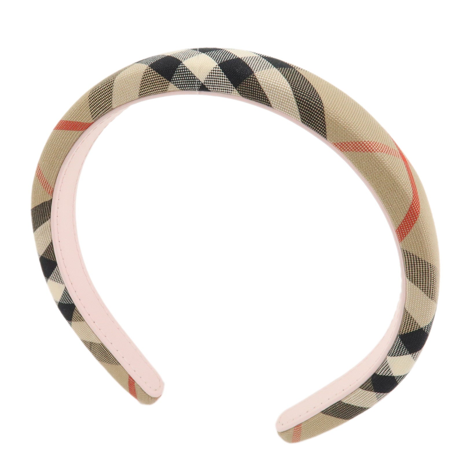 BURBERRY Nova Plaid Canvas Headband Beige