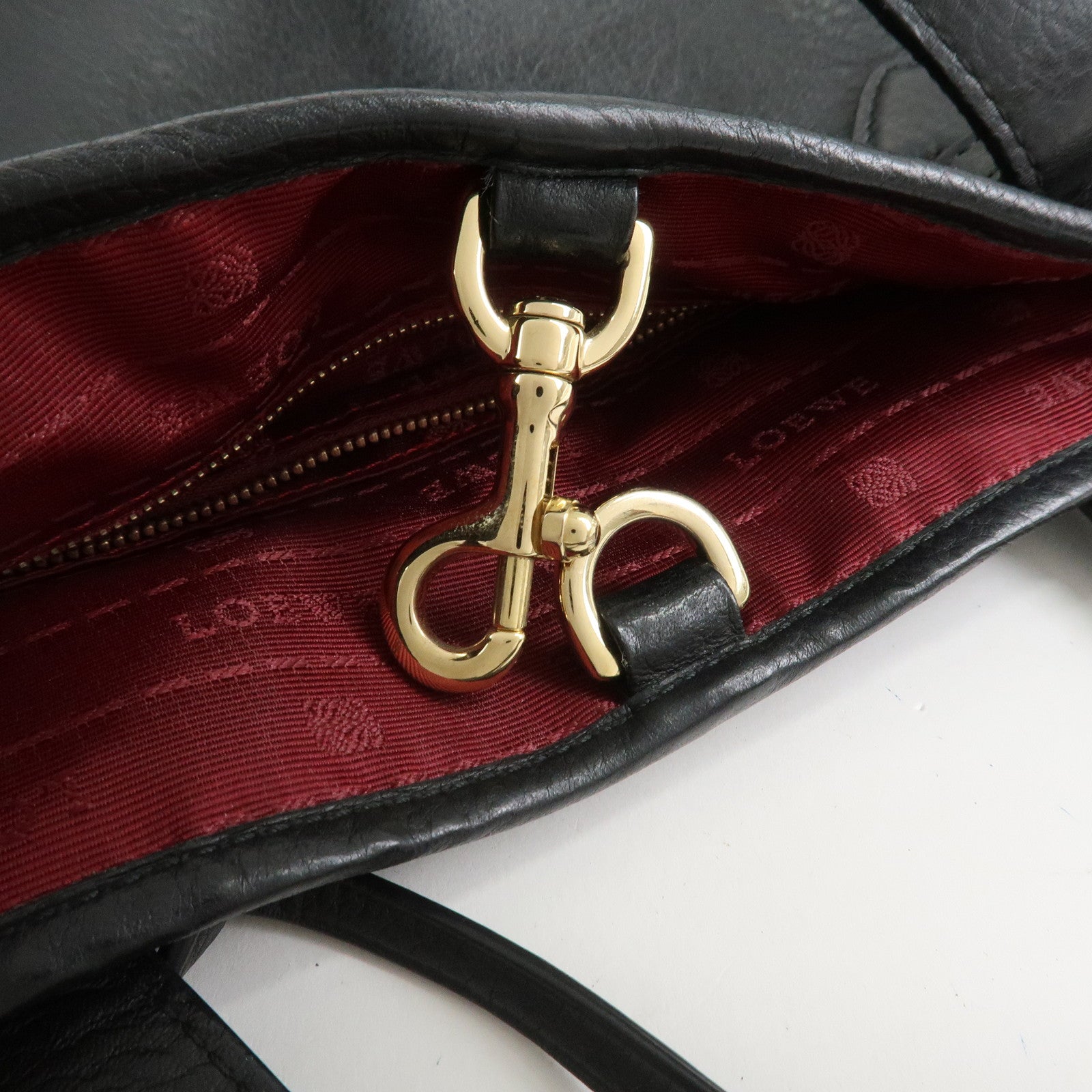 LOEWE Heritage Calf Leather Tote Bag Hand Bag Black