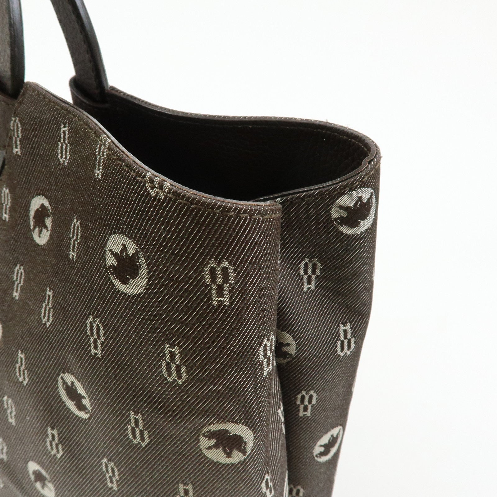 HUNTING WORLD Material Canvas Leather Hand Bag Tote Bag Dark Brown