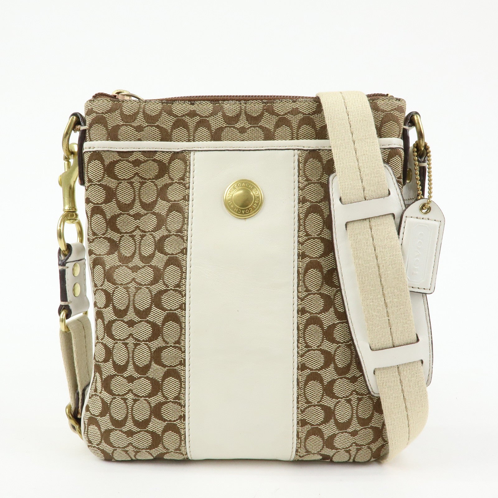 COACH Signature Set of 2 Shoulder Bag Crossbody Bag Brown Ivory